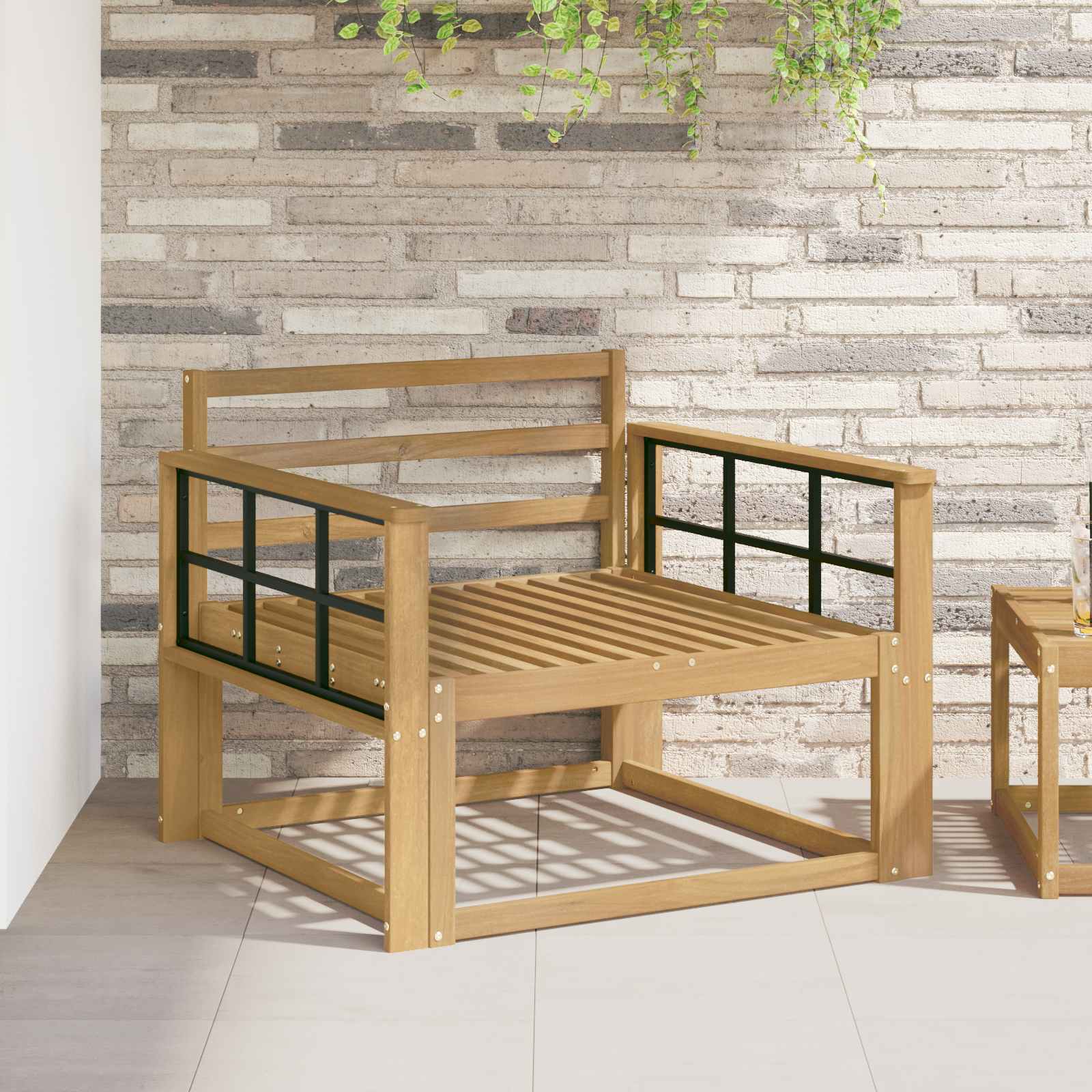 Buiten Midden Sofa Massief Acaciahout Wit image 1