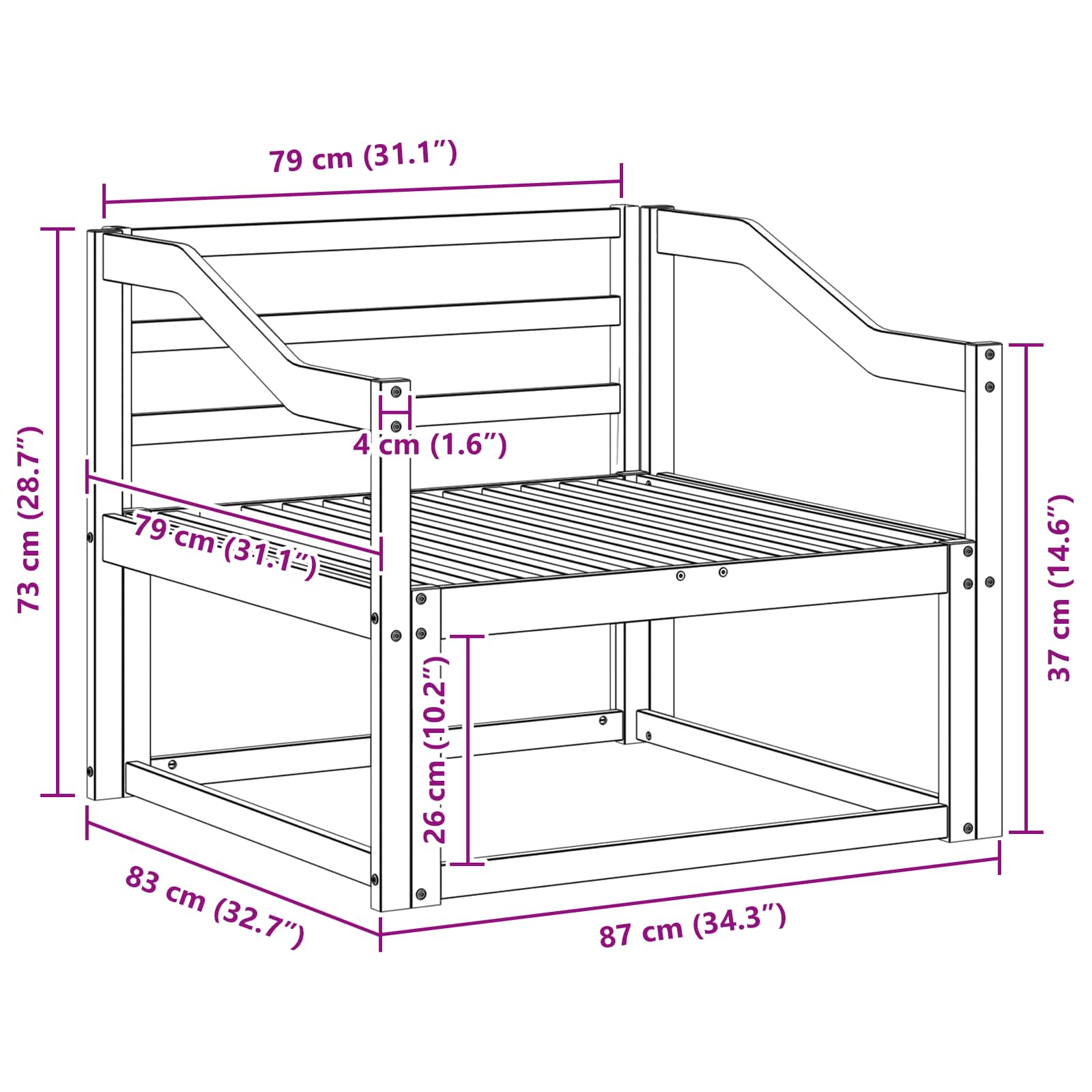 Buiten Midden Sofa Massief Acaciahout Wit image 8
