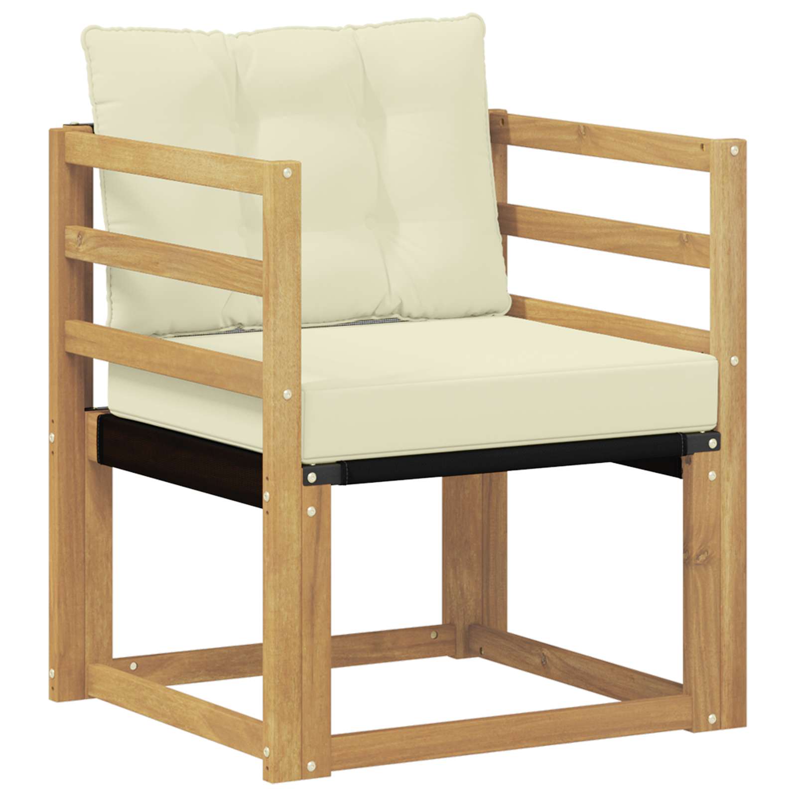 Tuinbank Massief Acaciahout en Textilene Wit image 2