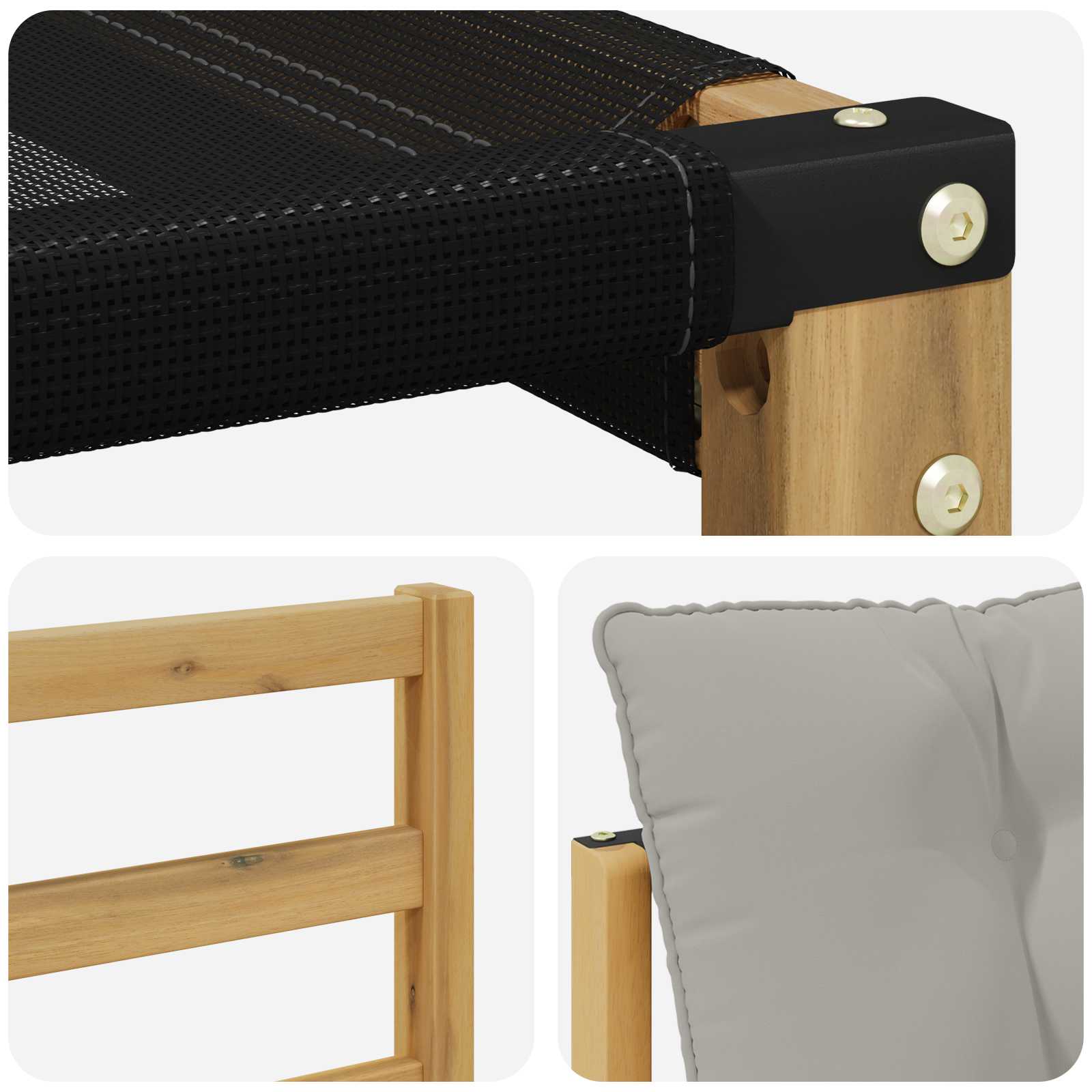 Tuinbank Massief Acaciahout en Textilene Wit image 8