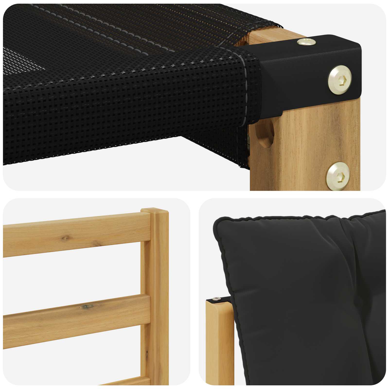 Tuinbank Massief Acaciahout en Textilene Wit image 8