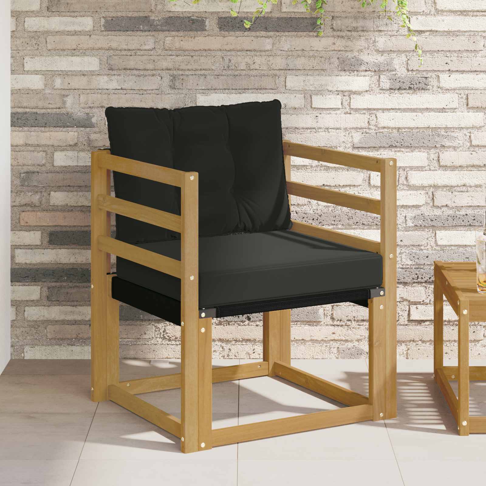 Tuinbank Massief Acaciahout en Textilene Wit image 1