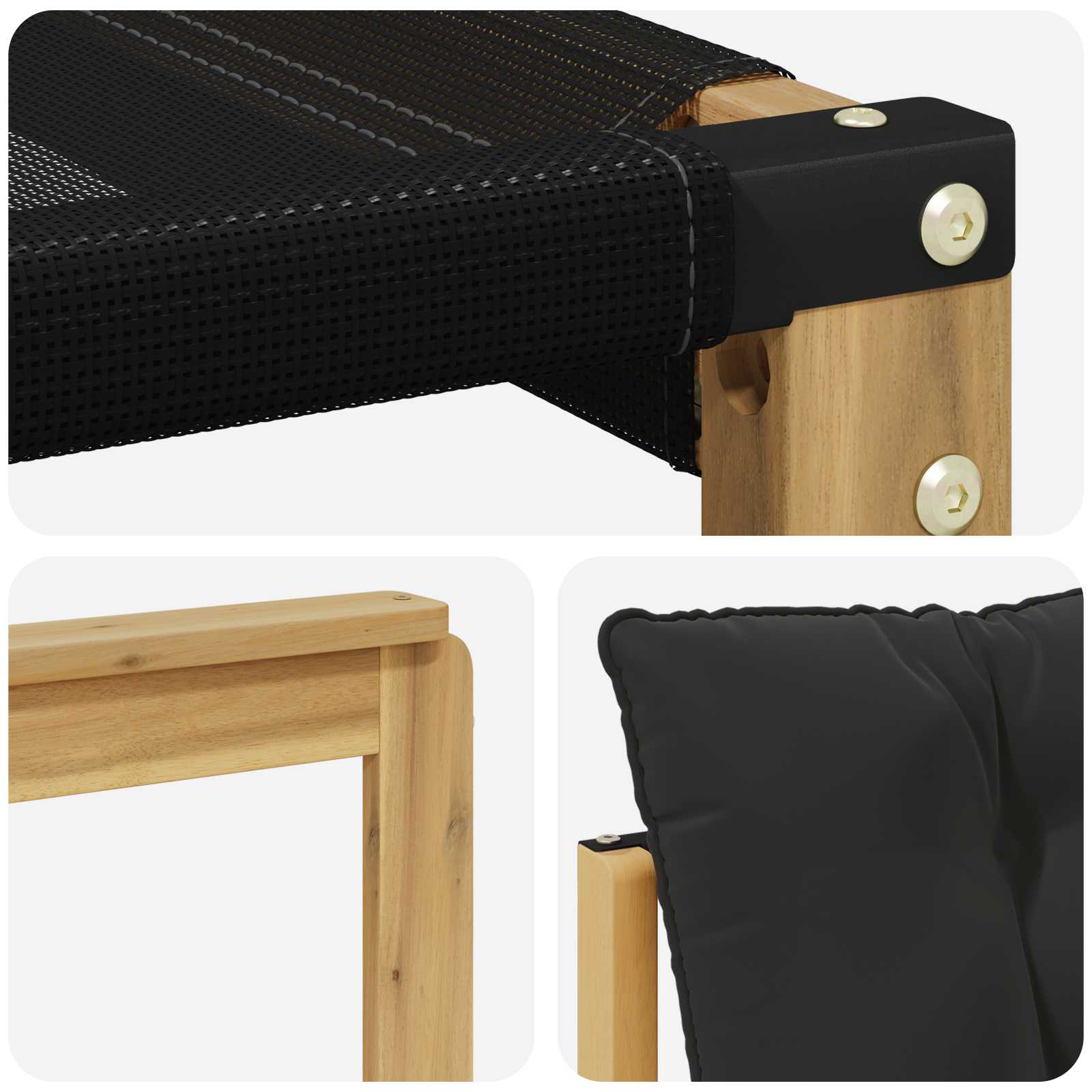 Tuinbank Massief Acaciahout en Textilene Wit image 8