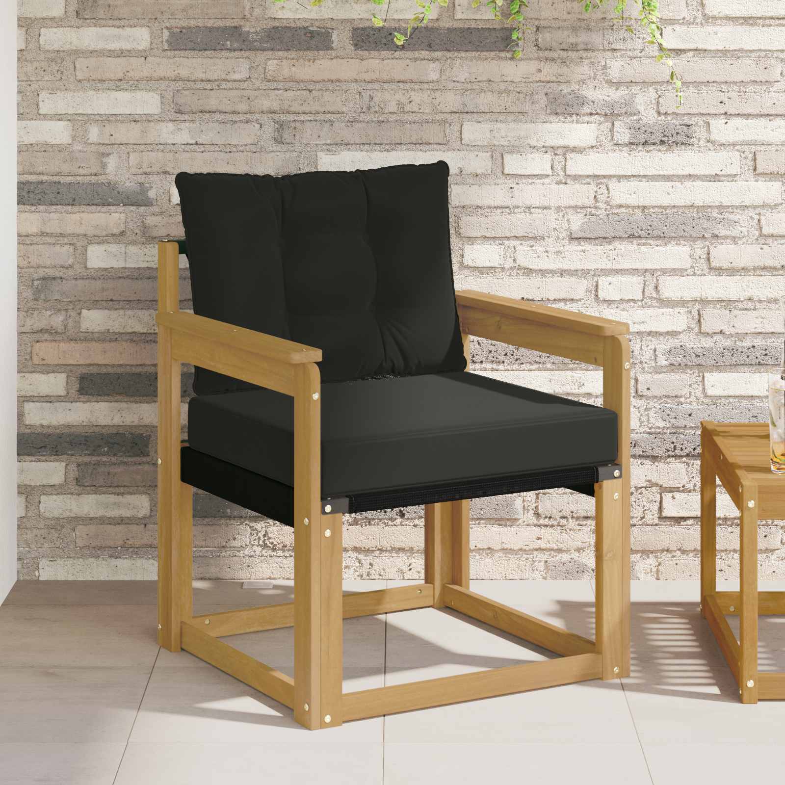 Tuinbank Massief Acaciahout en Textilene Wit image 1