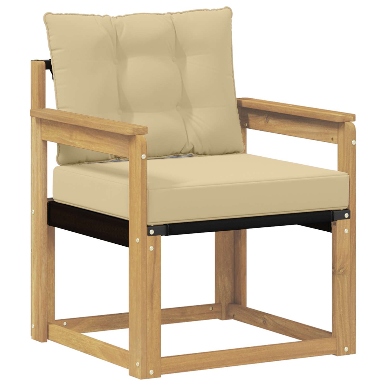 Tuinbank Massief Acaciahout en Textilene Wit image 2