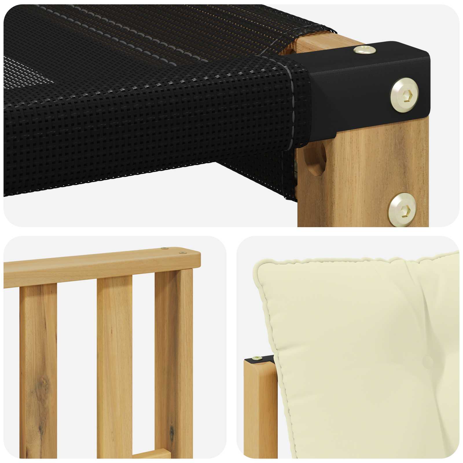 Tuinbank Massief Acaciahout en Textilene Wit image 8