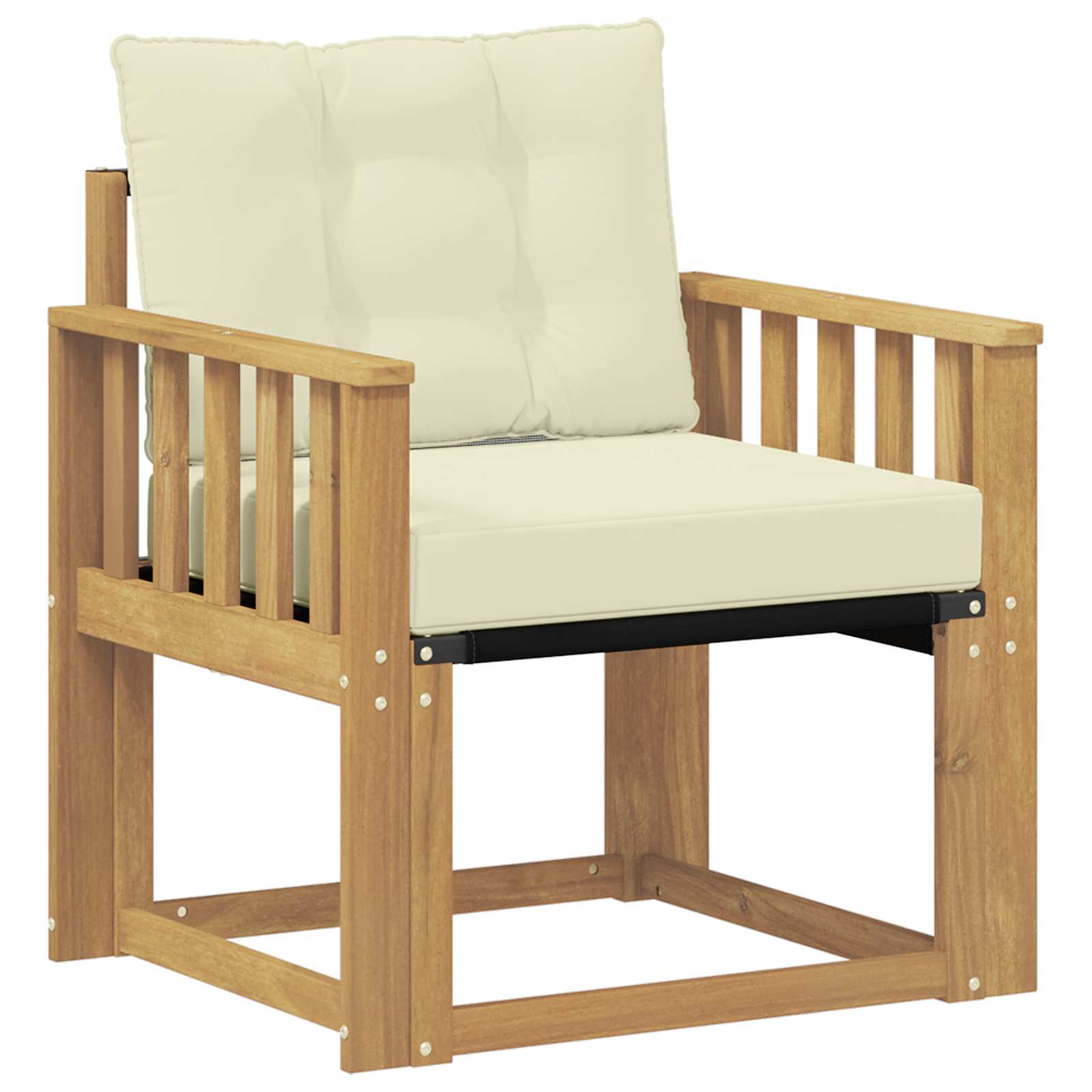 Tuinbank Massief Acaciahout en Textilene Wit image 2