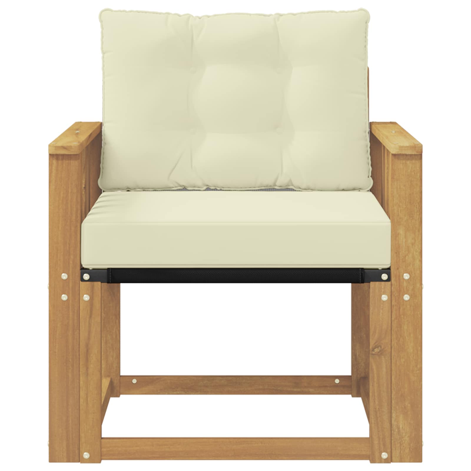 Tuinbank Massief Acaciahout en Textilene Wit image 5