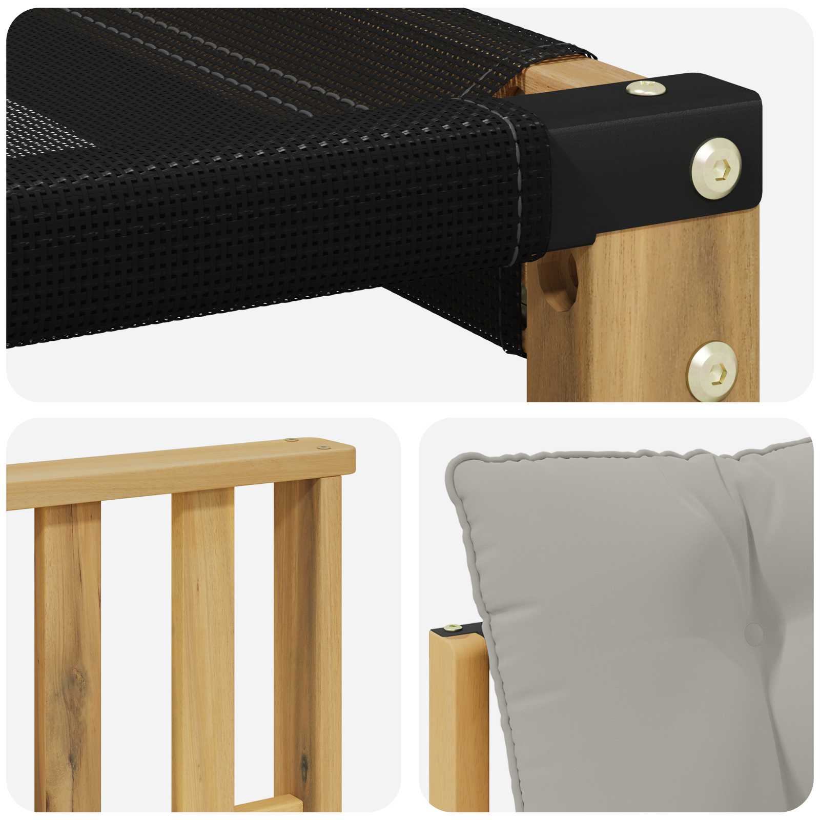 Tuinbank Massief Acaciahout en Textilene Wit image 8