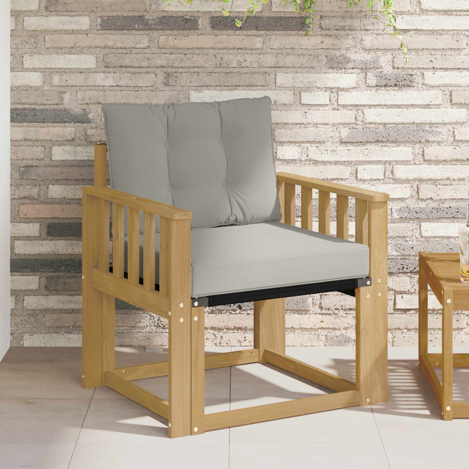 Tuinbank Massief Acaciahout en Textilene Wit image 1