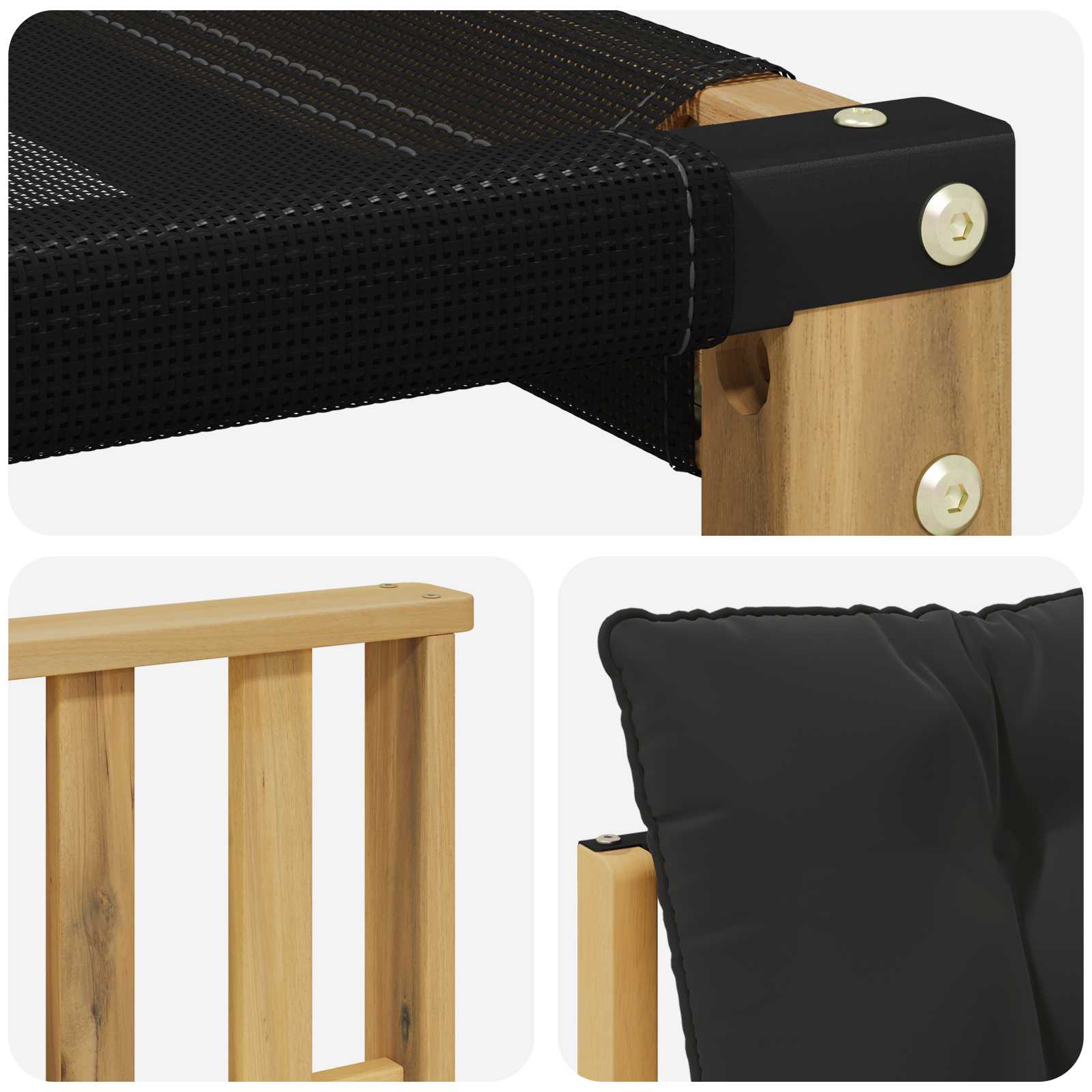 Tuinbank Massief Acaciahout en Textilene Wit image 8