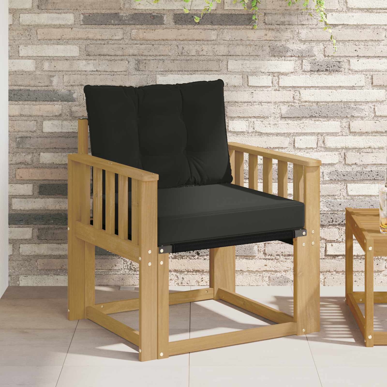 Tuinbank Massief Acaciahout en Textilene Wit image 1