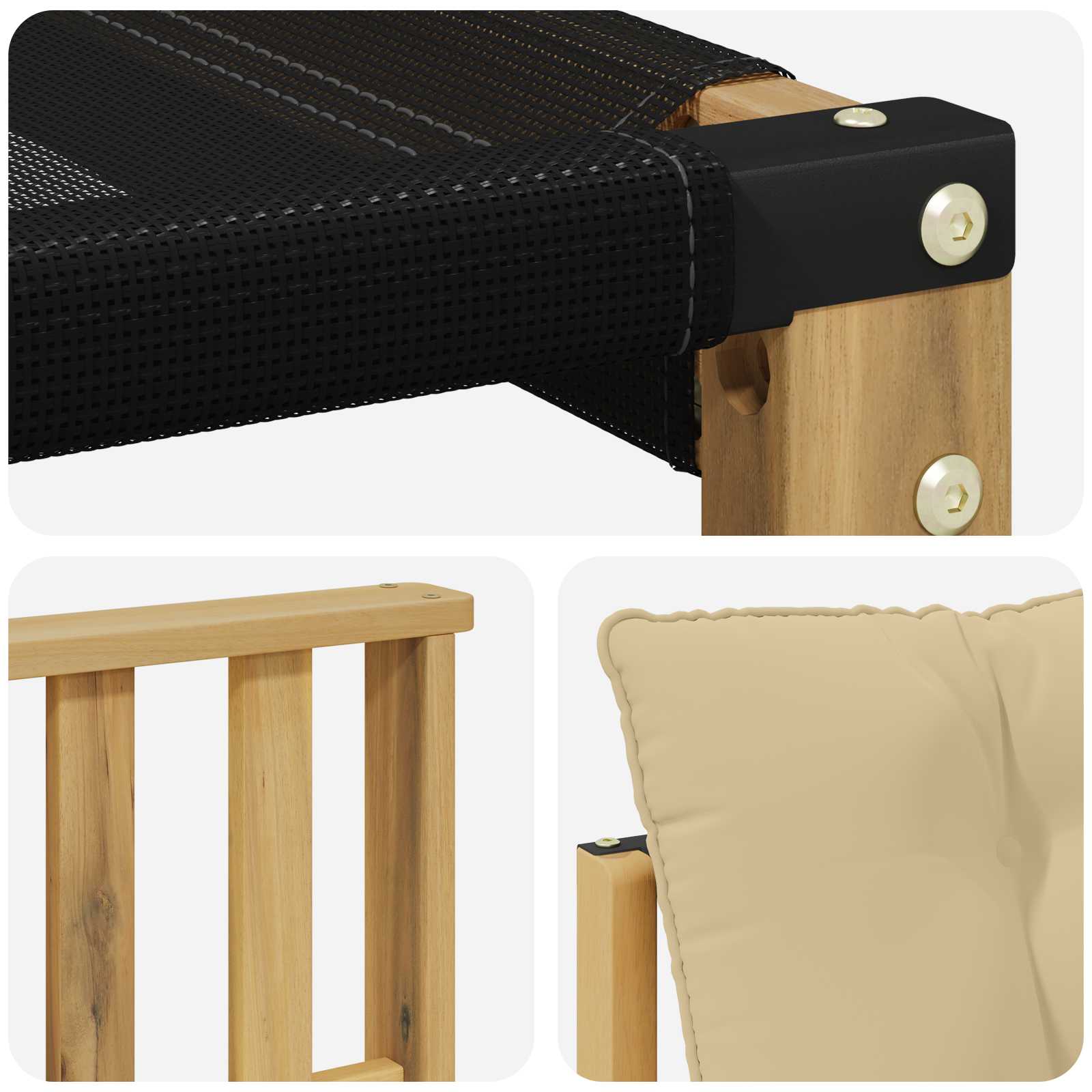 Tuinbank Massief Acaciahout en Textilene Wit image 8