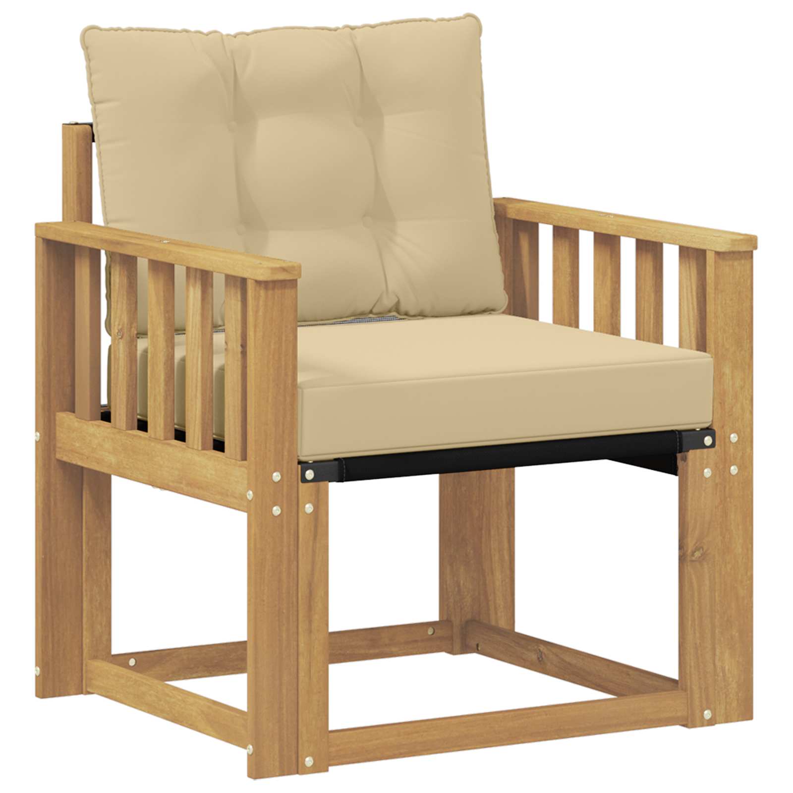 Tuinbank Massief Acaciahout en Textilene Wit image 2