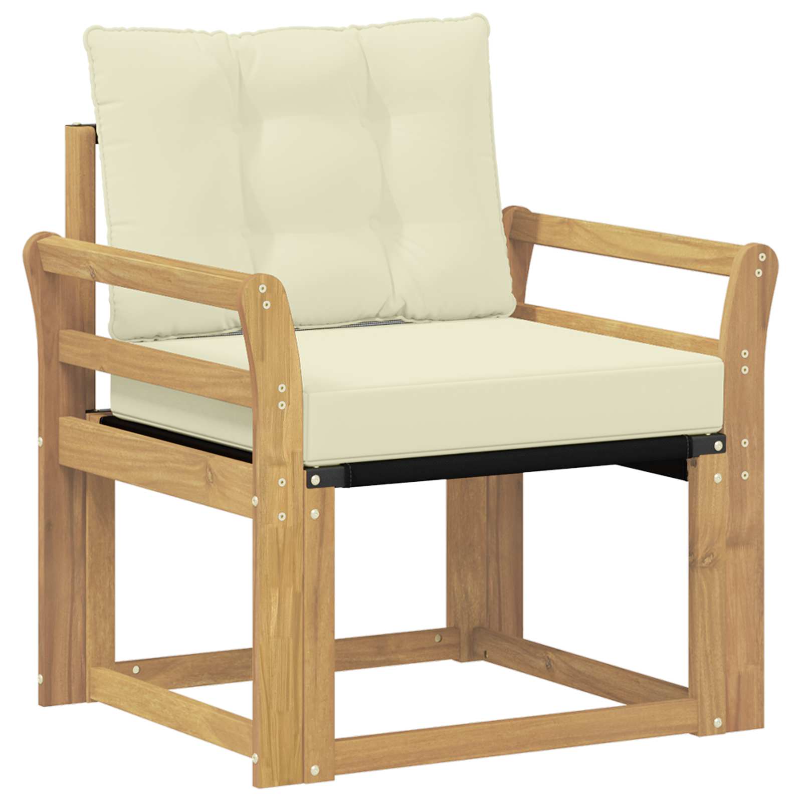 Tuinbank Massief Acaciahout en Textilene Wit image 2