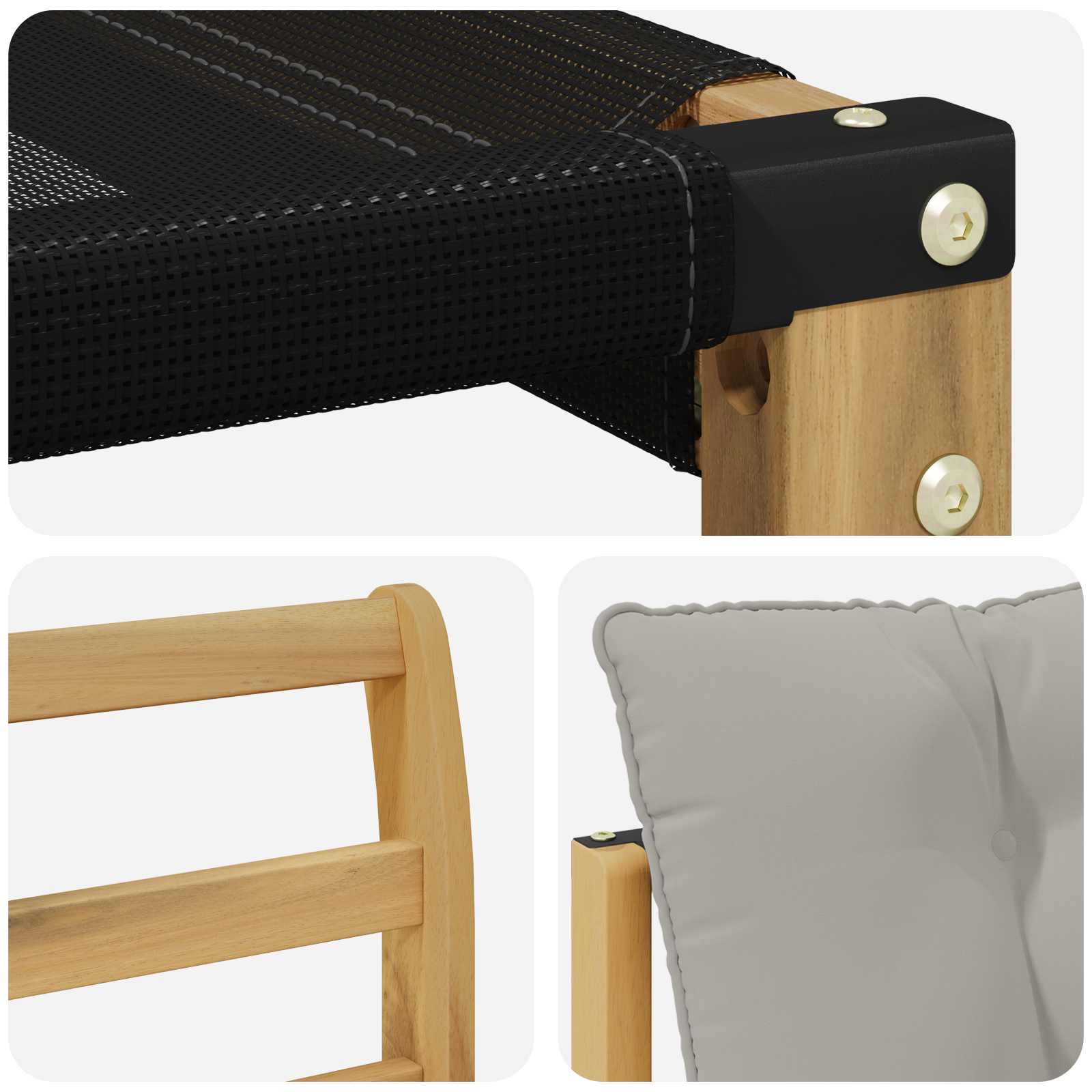 Tuinbank Massief Acaciahout en Textilene Wit image 8