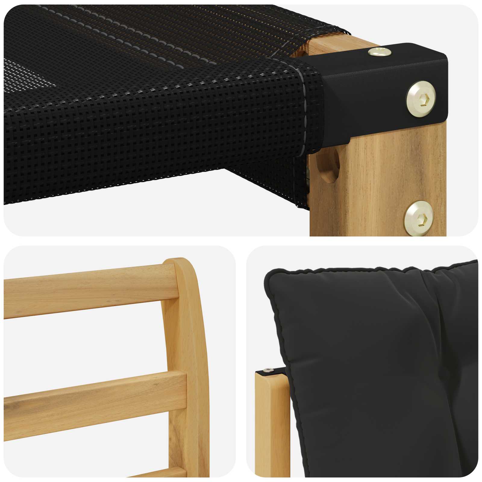 Tuinbank Massief Acaciahout en Textilene Wit image 8