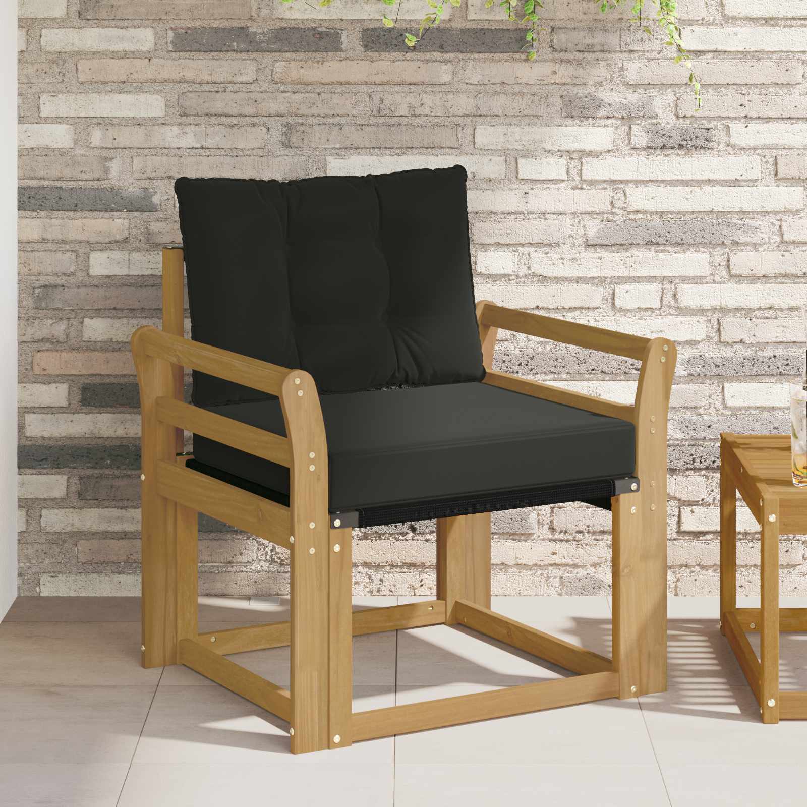 Tuinbank Massief Acaciahout en Textilene Wit image 1