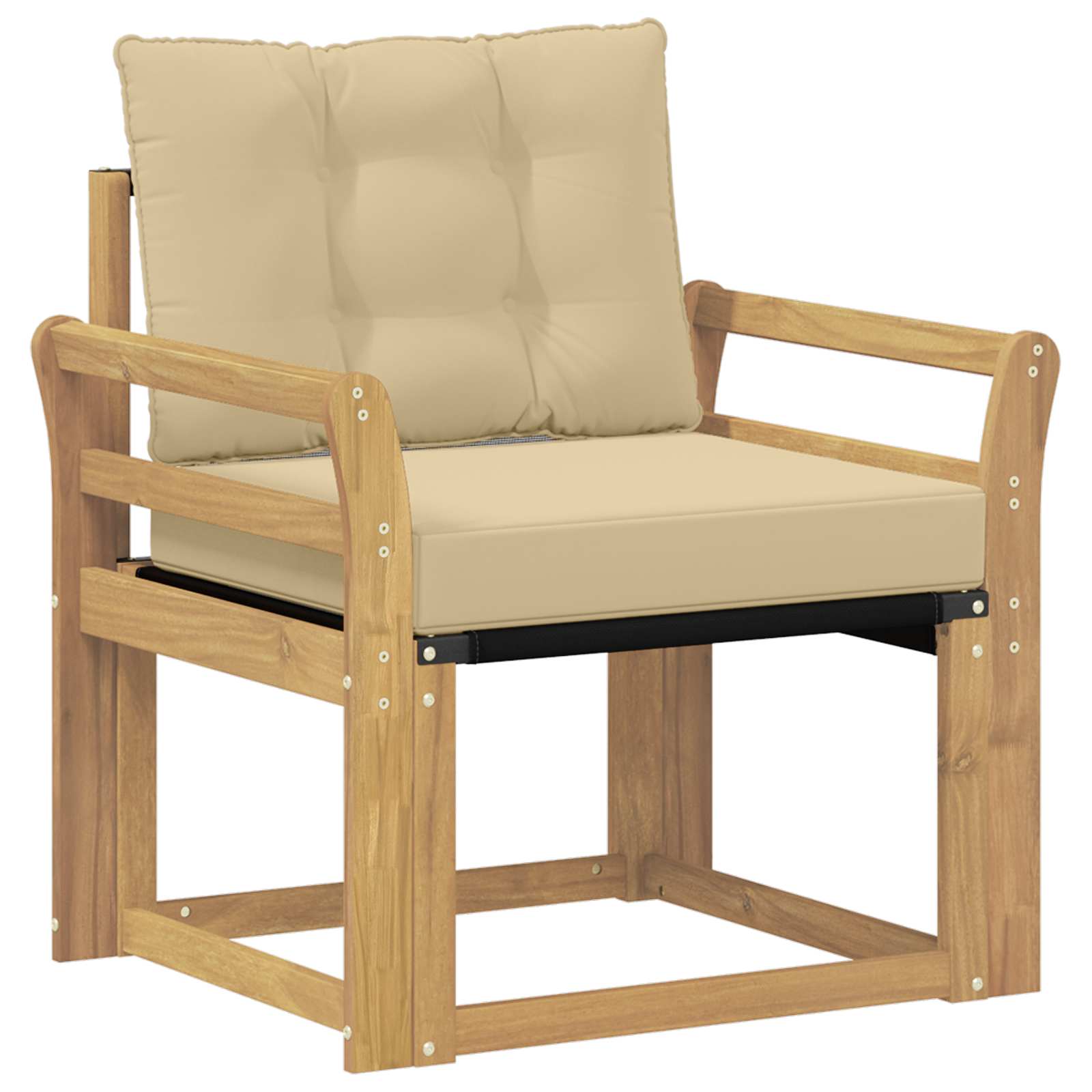 Tuinbank Massief Acaciahout en Textilene Wit image 2