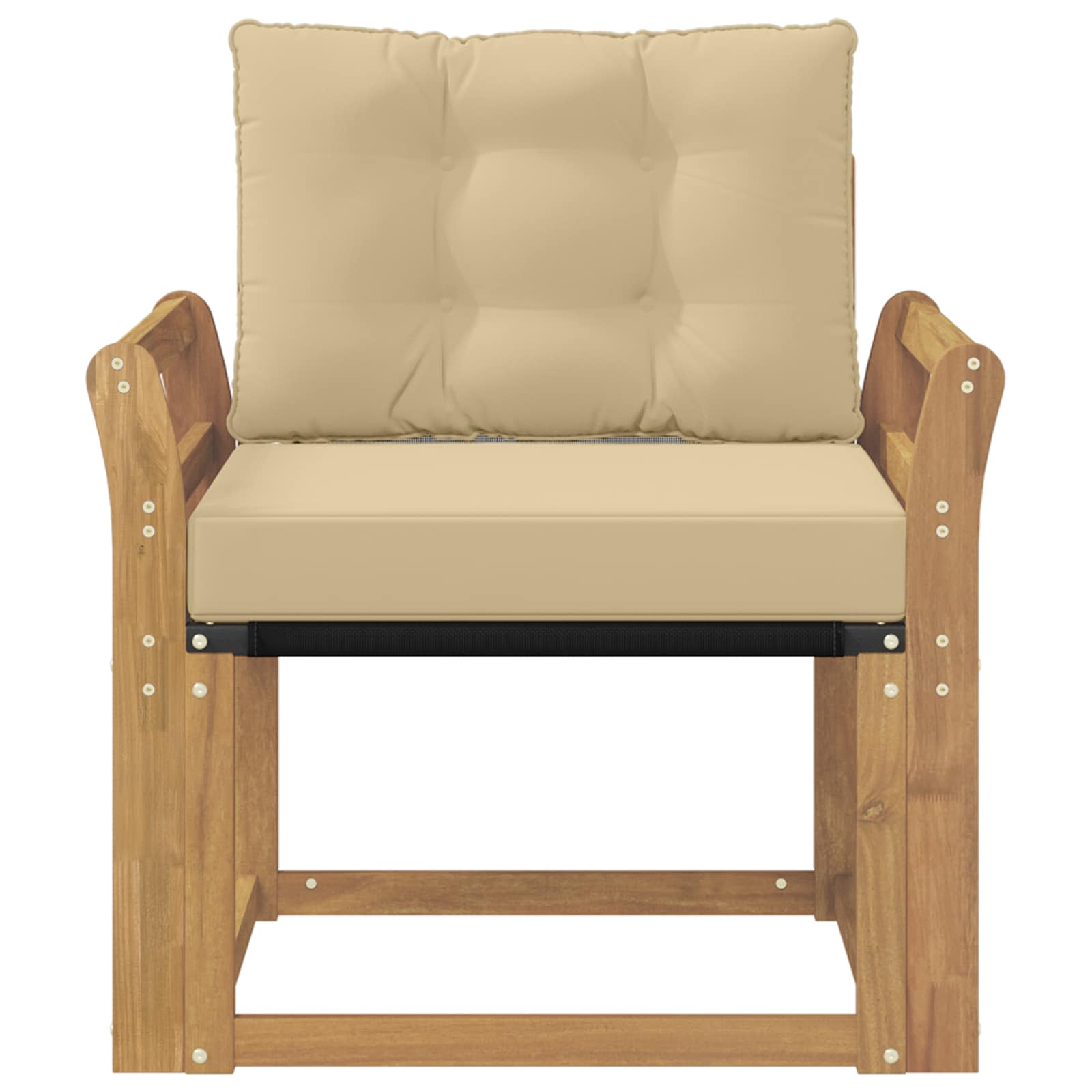 Tuinbank Massief Acaciahout en Textilene Wit image 5