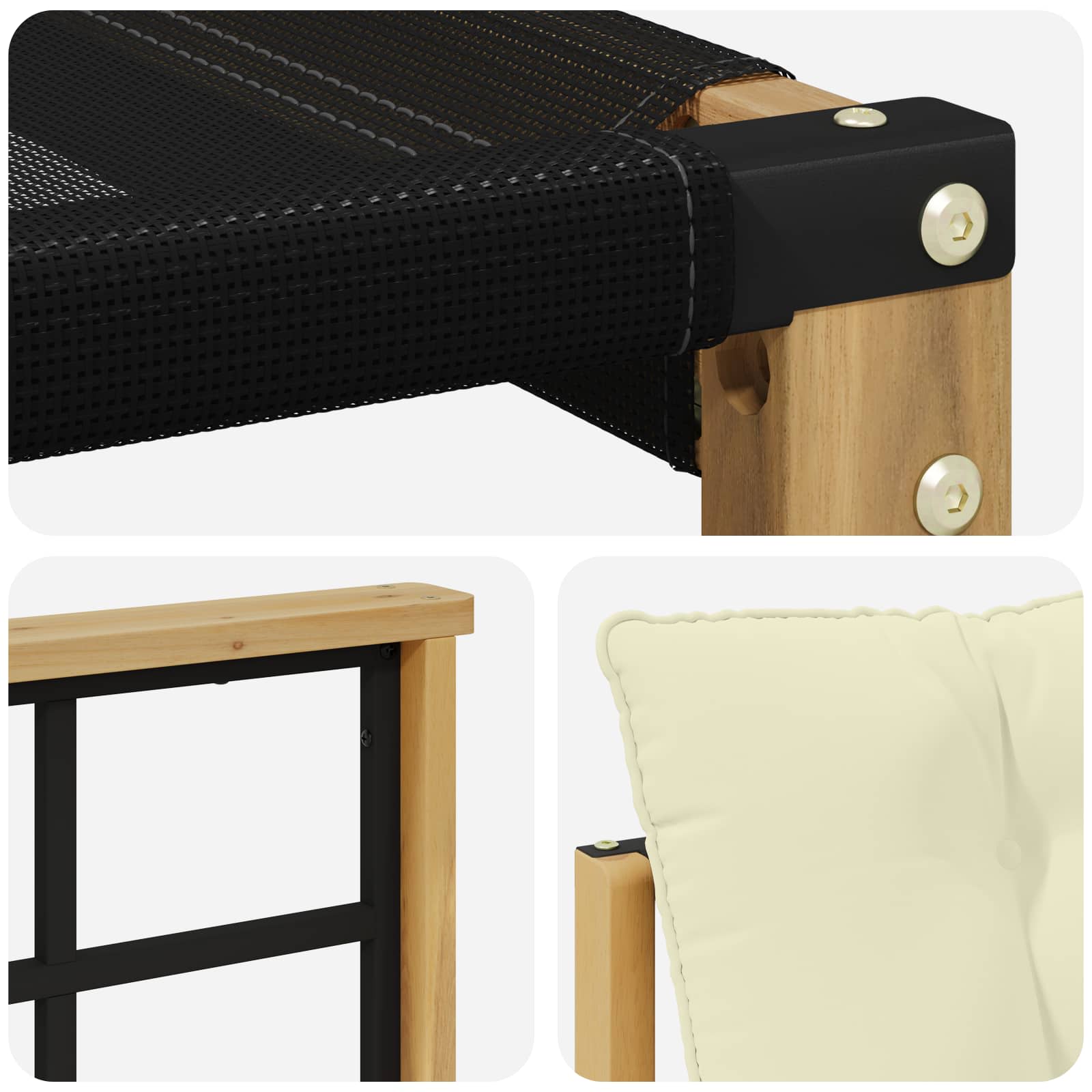 Tuinbank Massief Acaciahout en Textilene Wit image 8