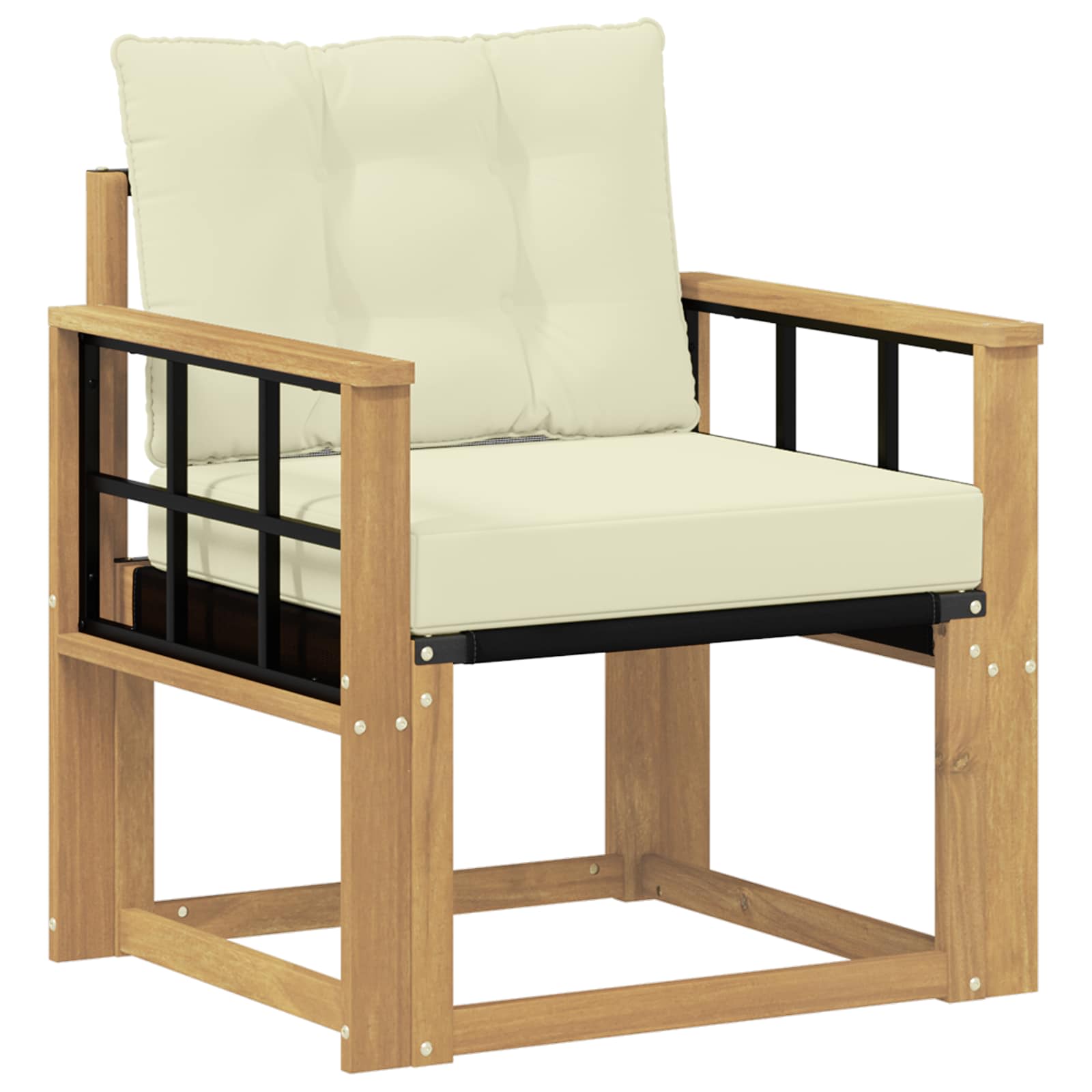 Tuinbank Massief Acaciahout en Textilene Wit image 2