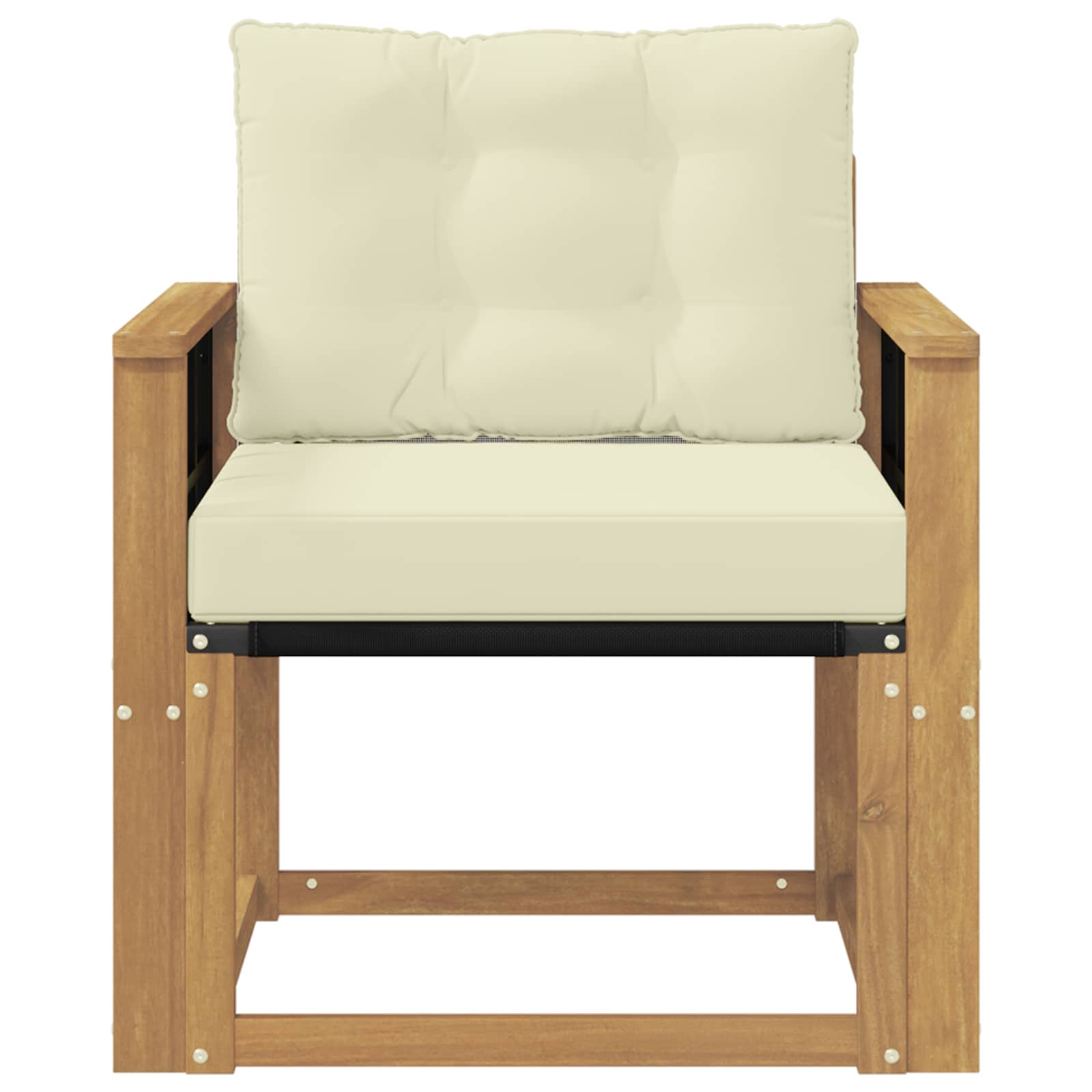 Tuinbank Massief Acaciahout en Textilene Wit image 5