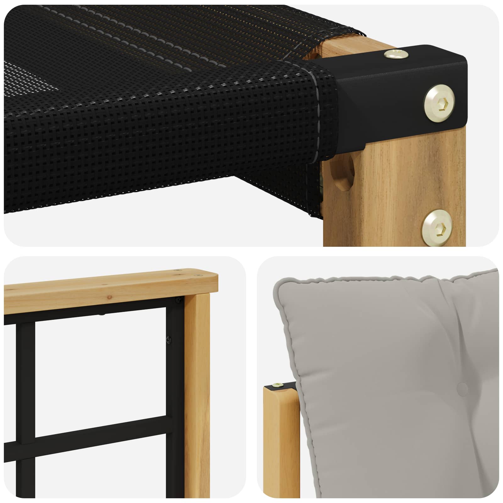 Tuinbank Massief Acaciahout en Textilene Wit image 8