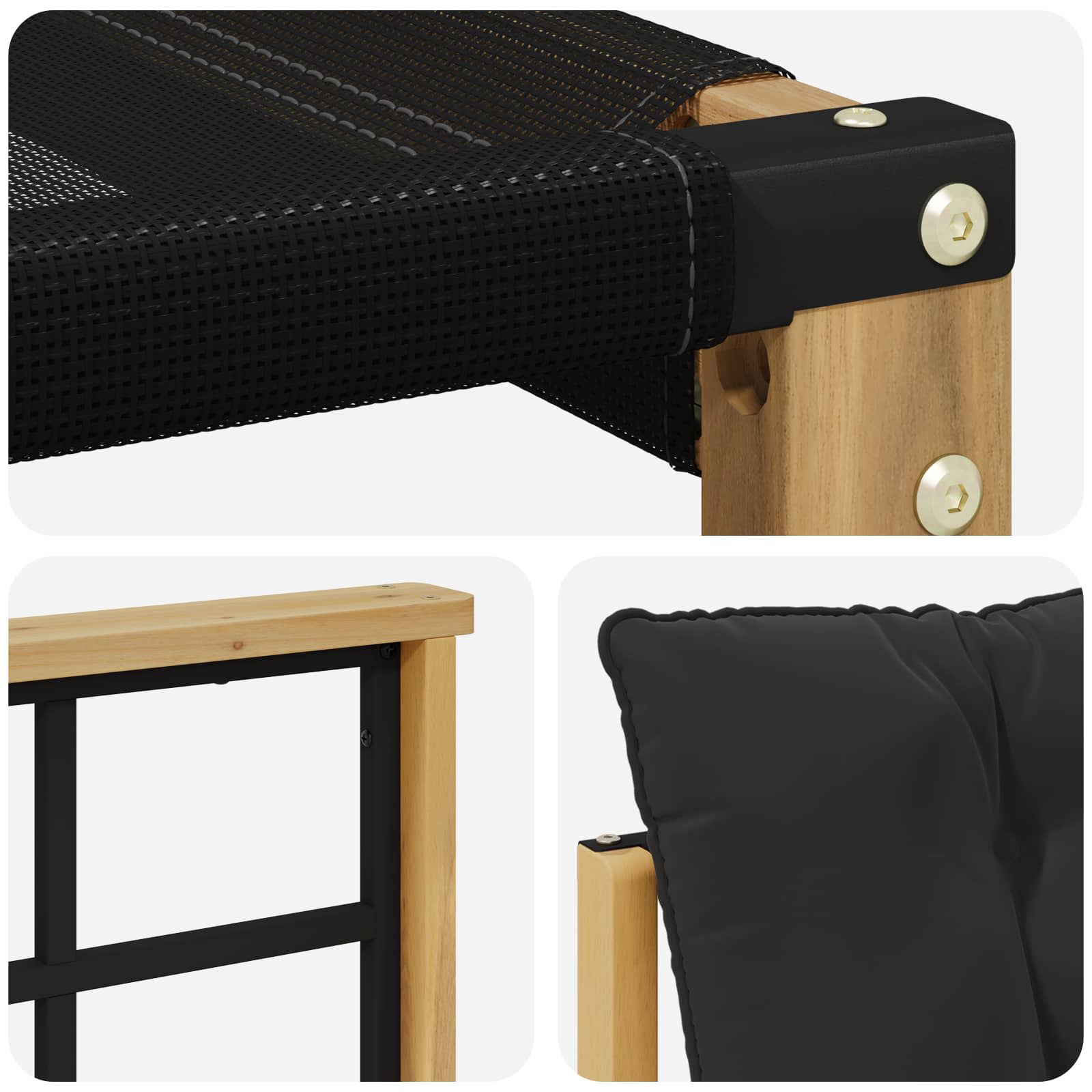 Tuinbank Massief Acaciahout en Textilene Wit image 8