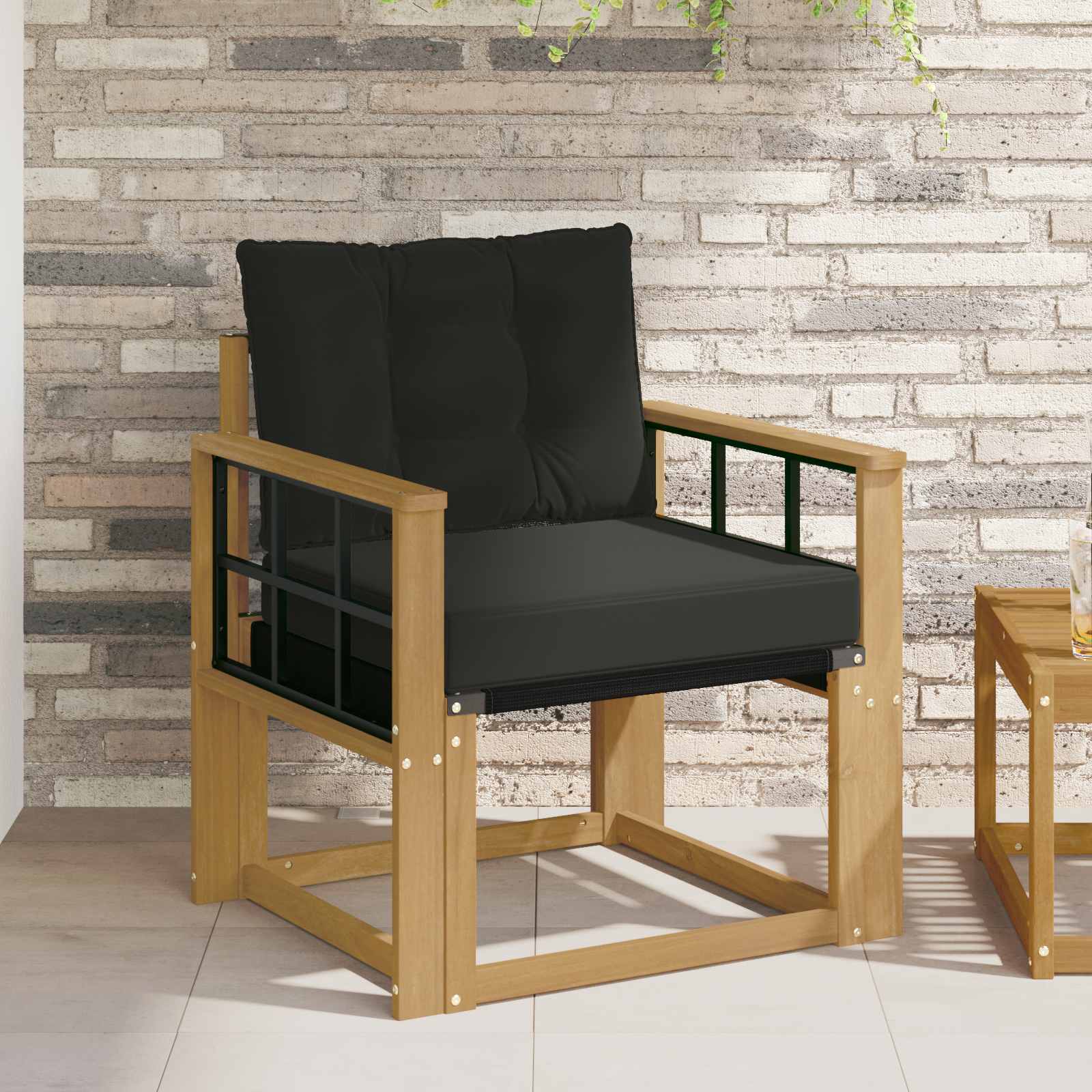 Tuinbank Massief Acaciahout en Textilene Wit image 1