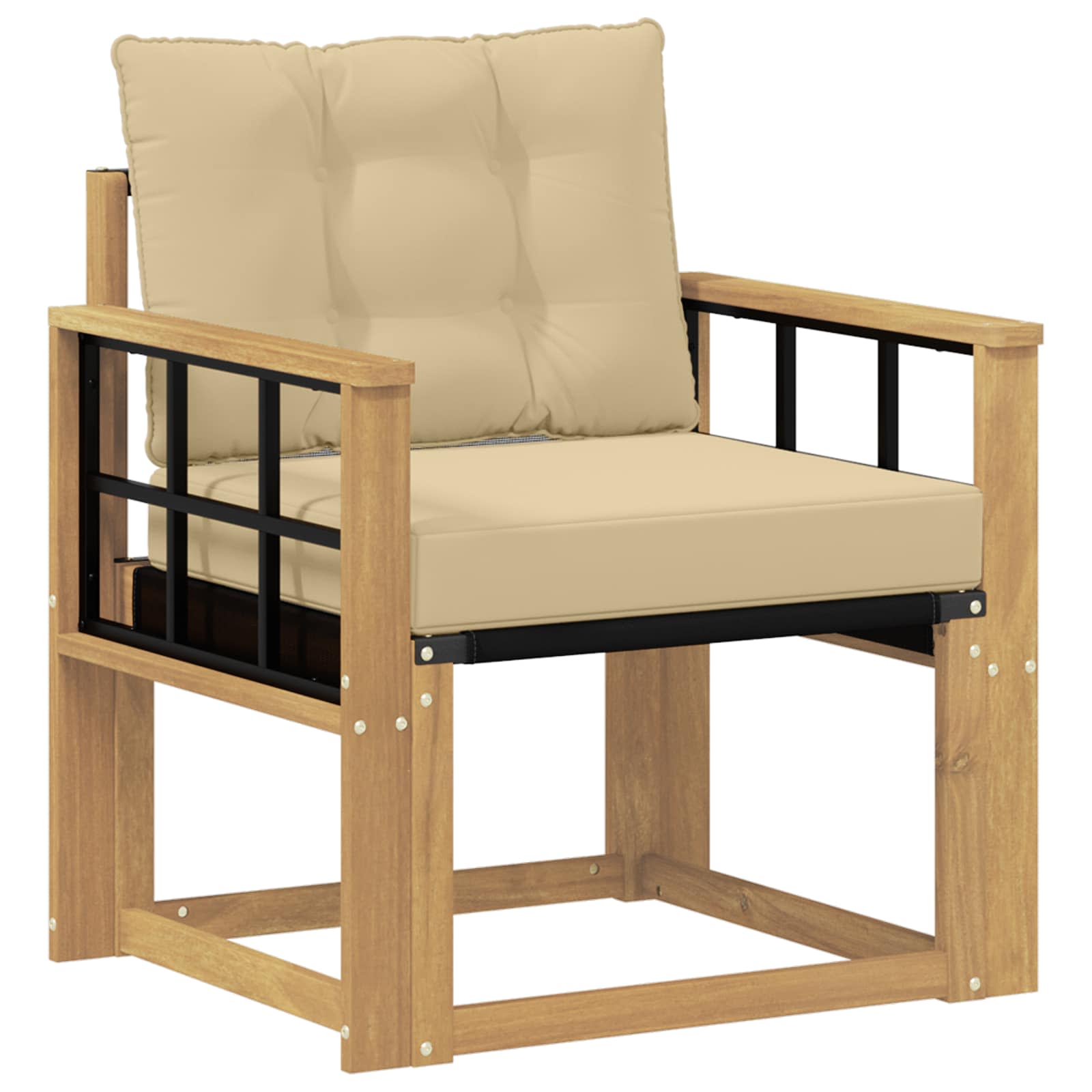 Tuinbank Massief Acaciahout en Textilene Wit image 2