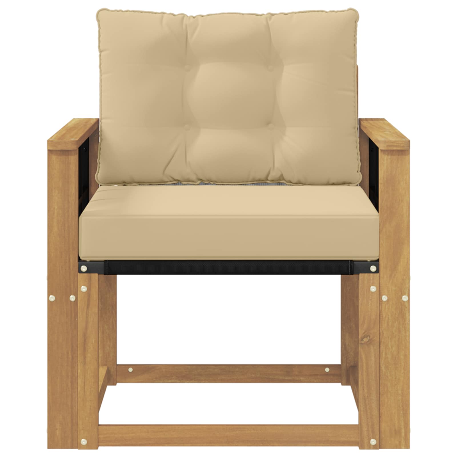 Tuinbank Massief Acaciahout en Textilene Wit image 5