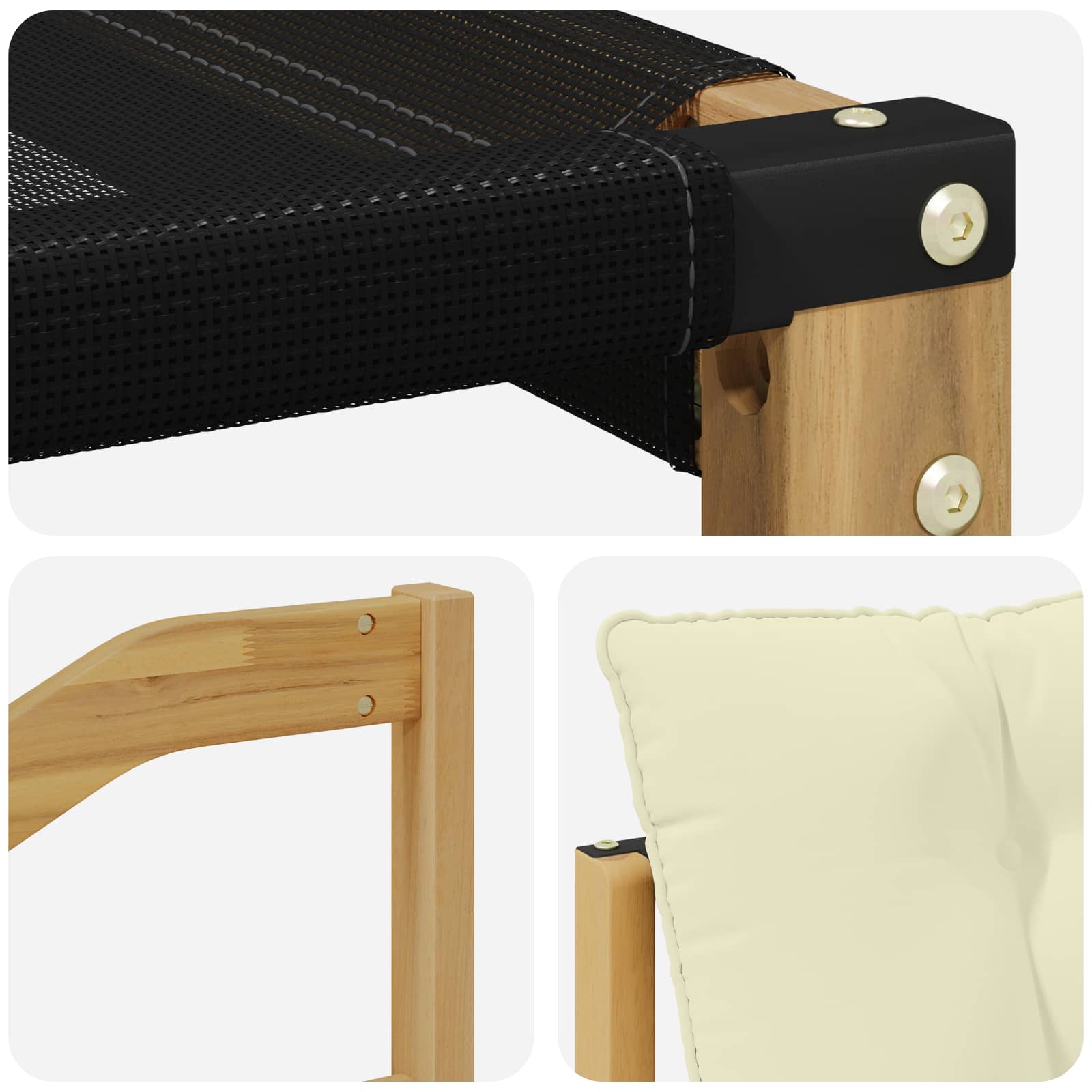 Tuinbank Massief Acaciahout Wit en crèmekleurig image 8