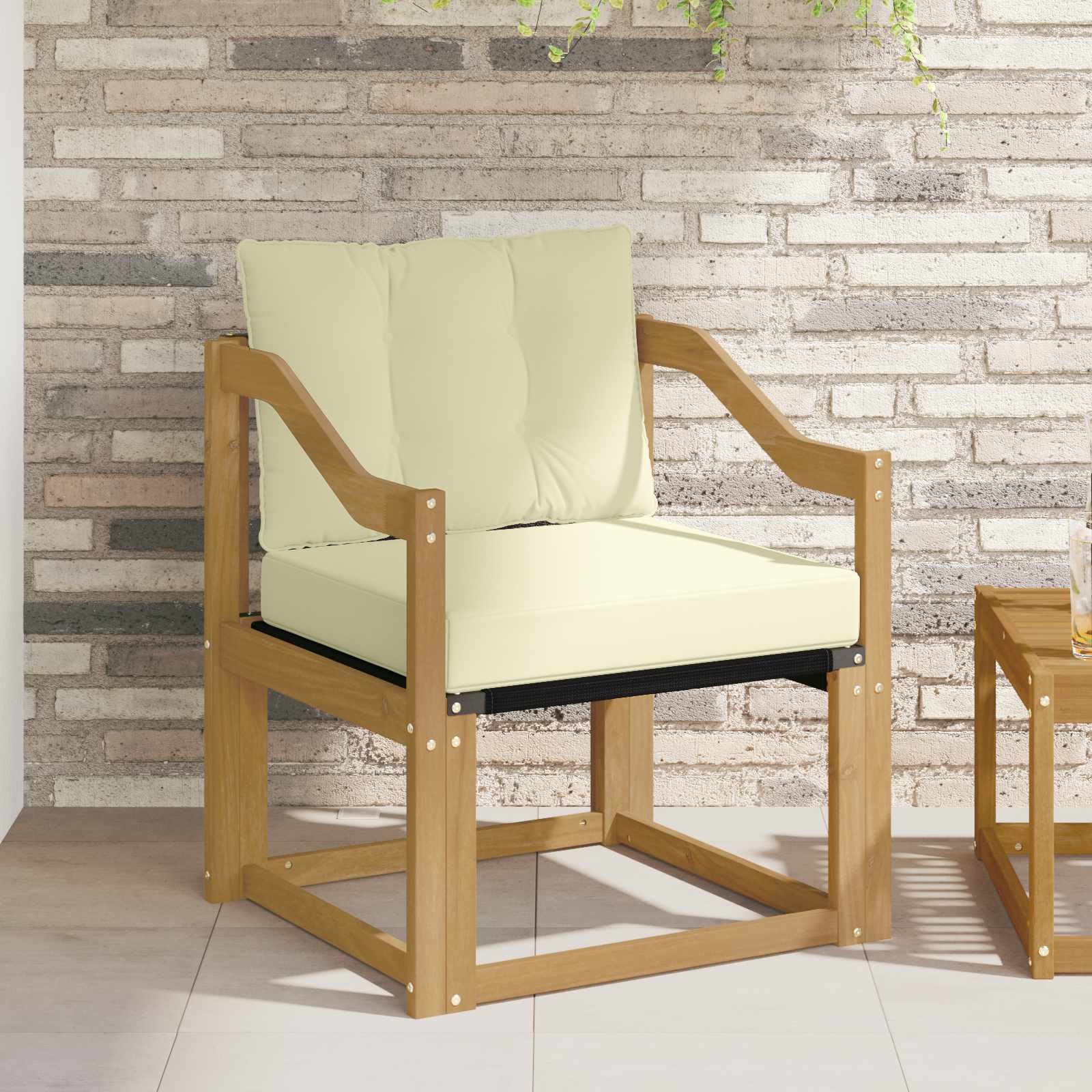 Tuinbank Massief Acaciahout Wit en crèmekleurig image 1