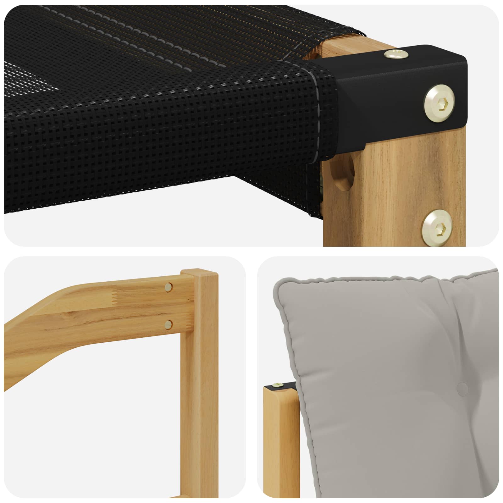 Tuinbank Massief Acaciahout Wit en lichtgrijs image 8