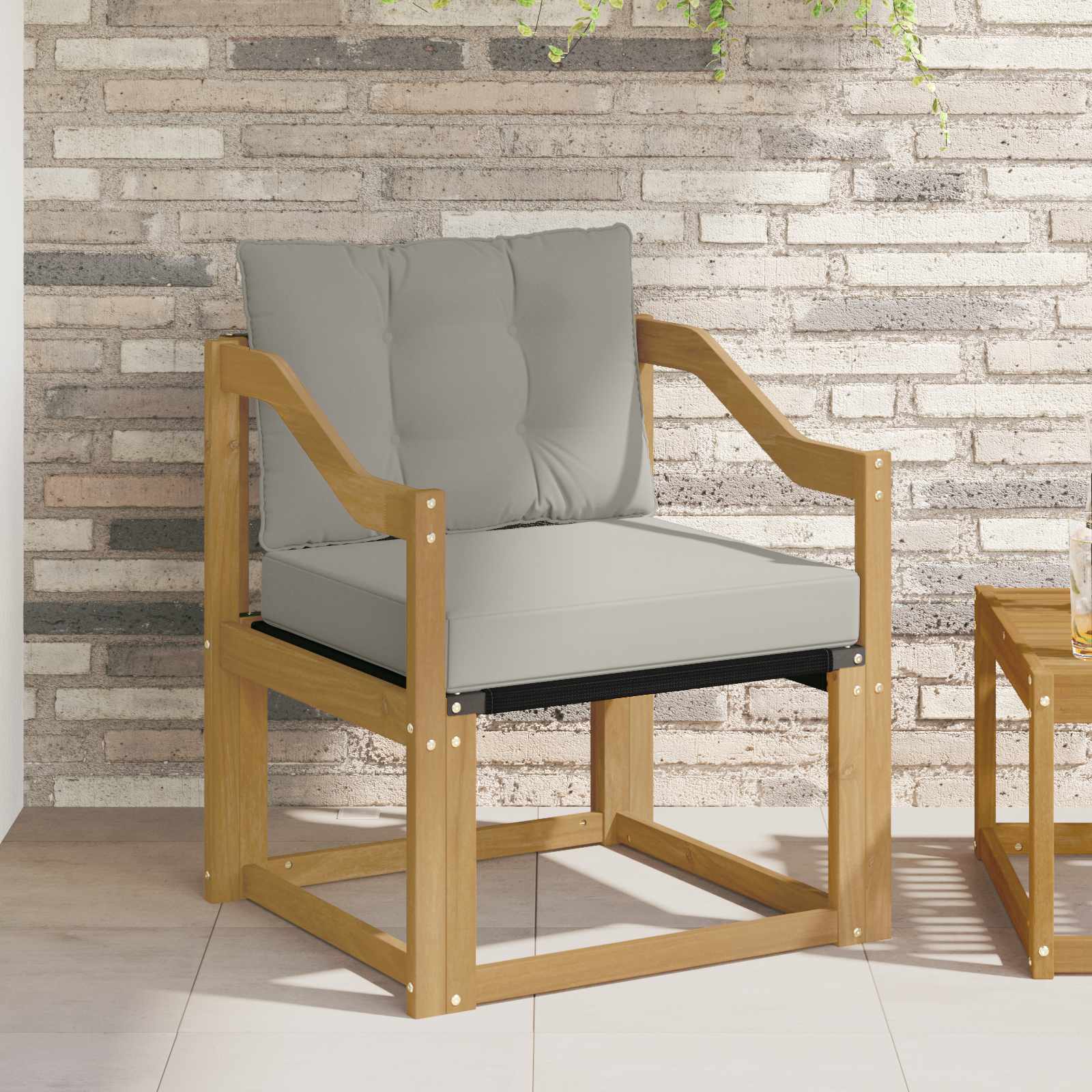 vidaXL Canapea de exterior Lemn Solid de Acacia Alb și gri deschis