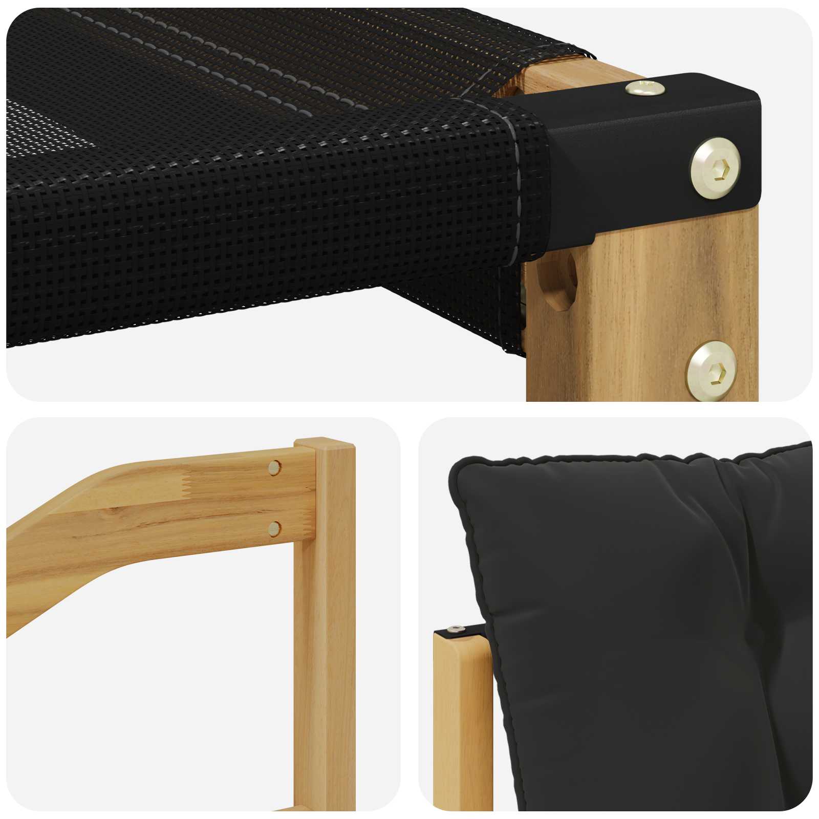 Tuinbank Massief Acaciahout en Textilene Wit image 8