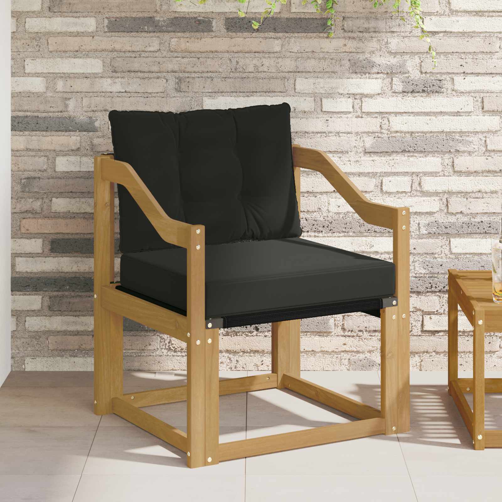 Tuinbank Massief Acaciahout en Textilene Wit image 1