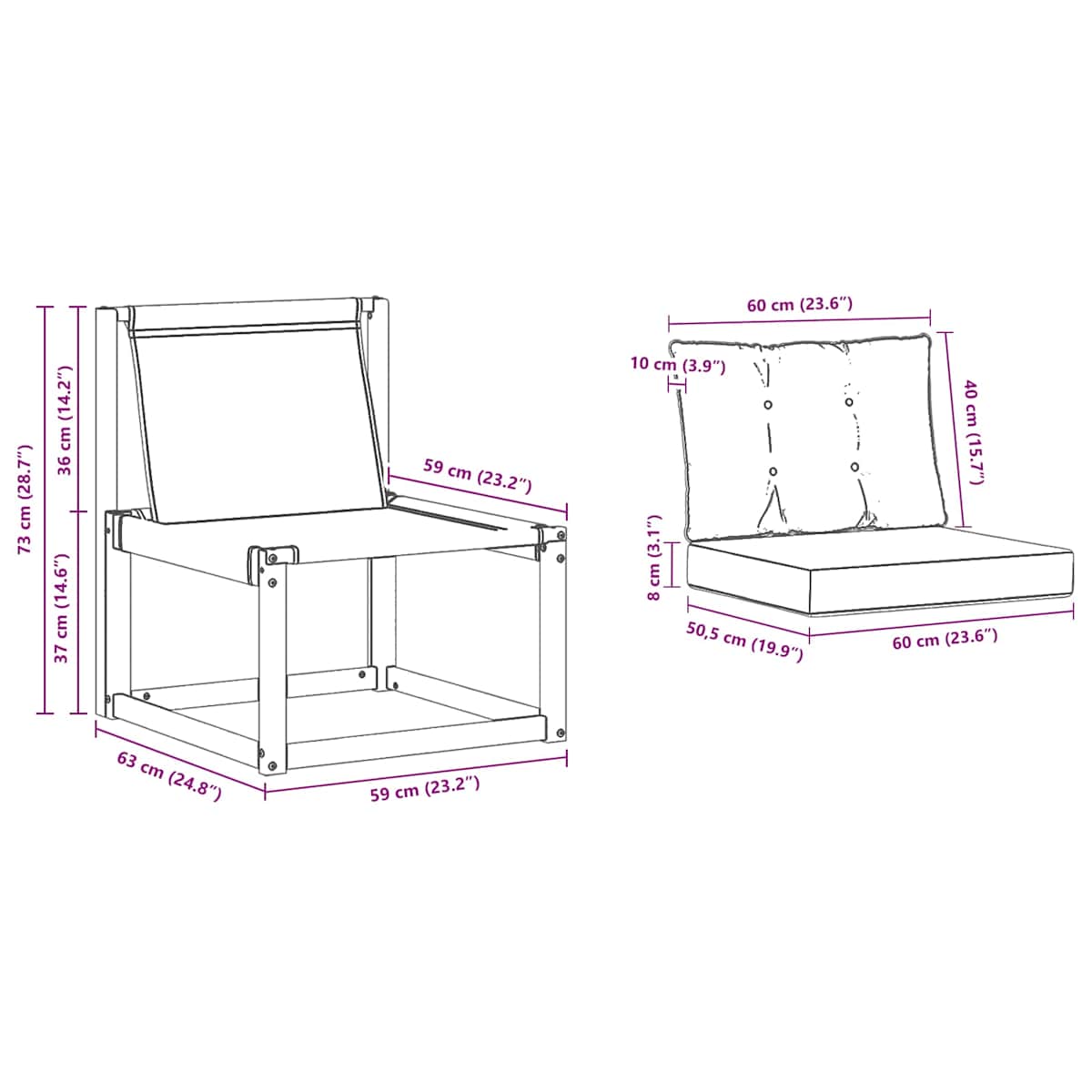Udendørs sofa Massivt Akacietræ - Billede 10