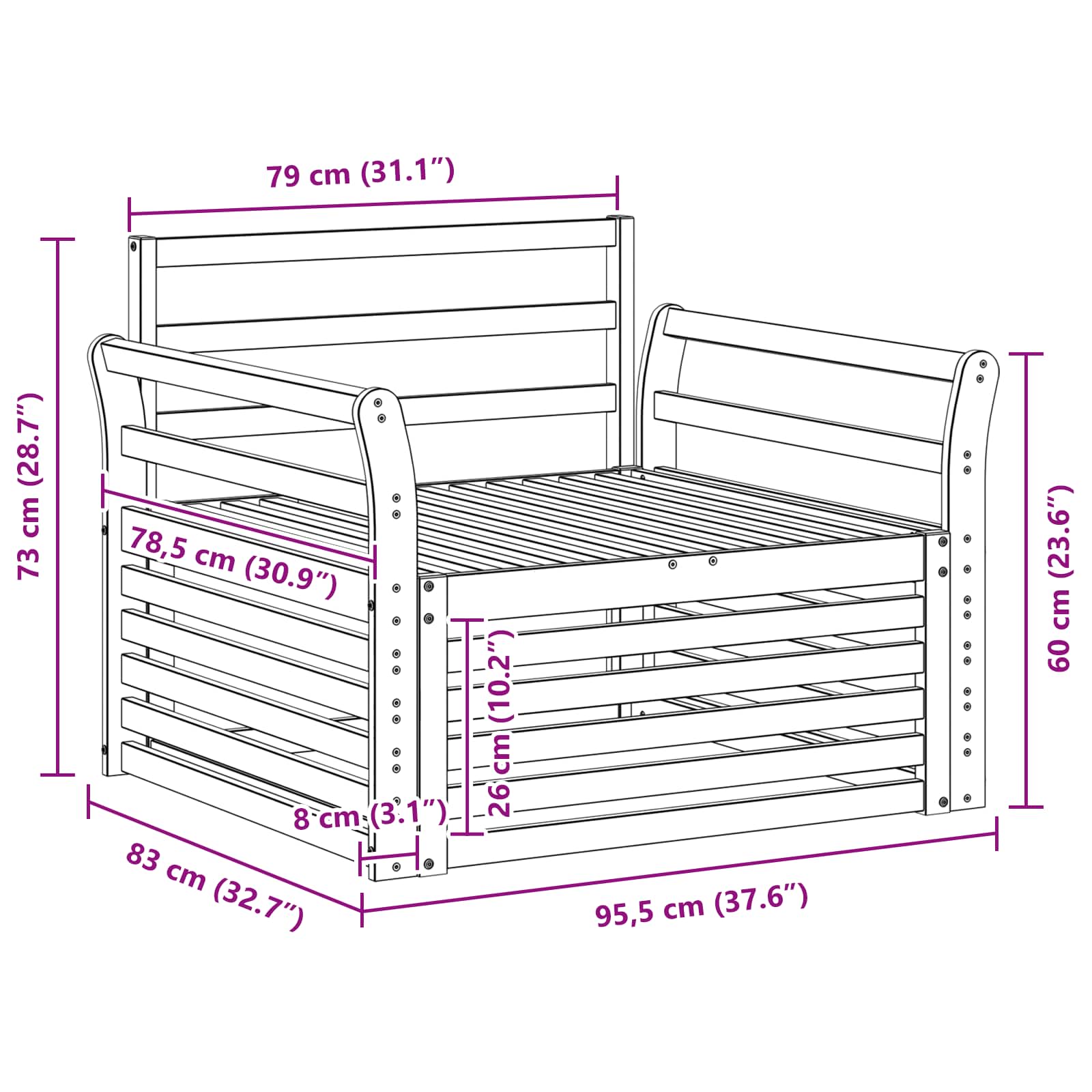 Tuinbank Massief Acaciahout Wit image 8