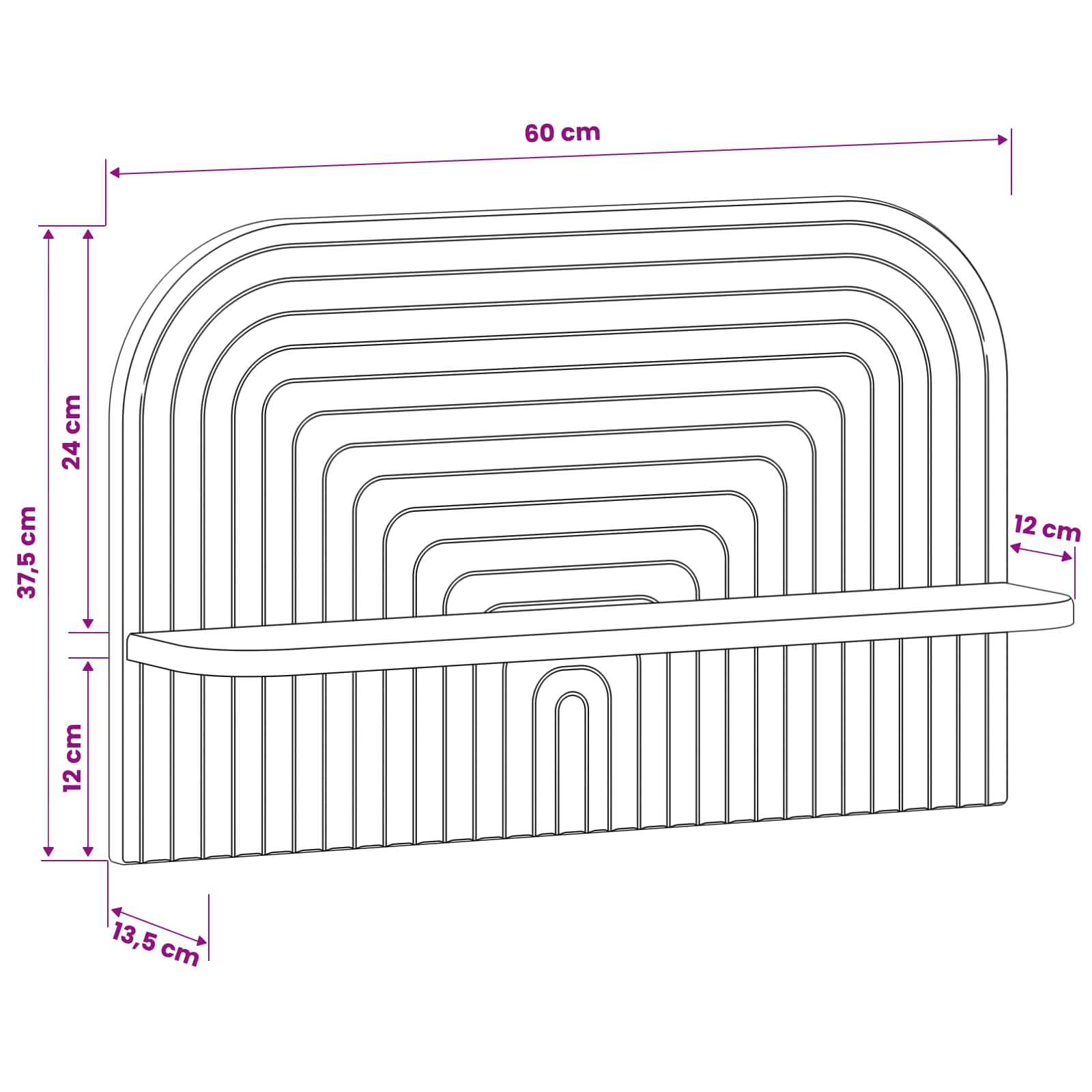 Stenska polica 2 kos Dimljen hrast 60 x 13.5 x 37.5 cm