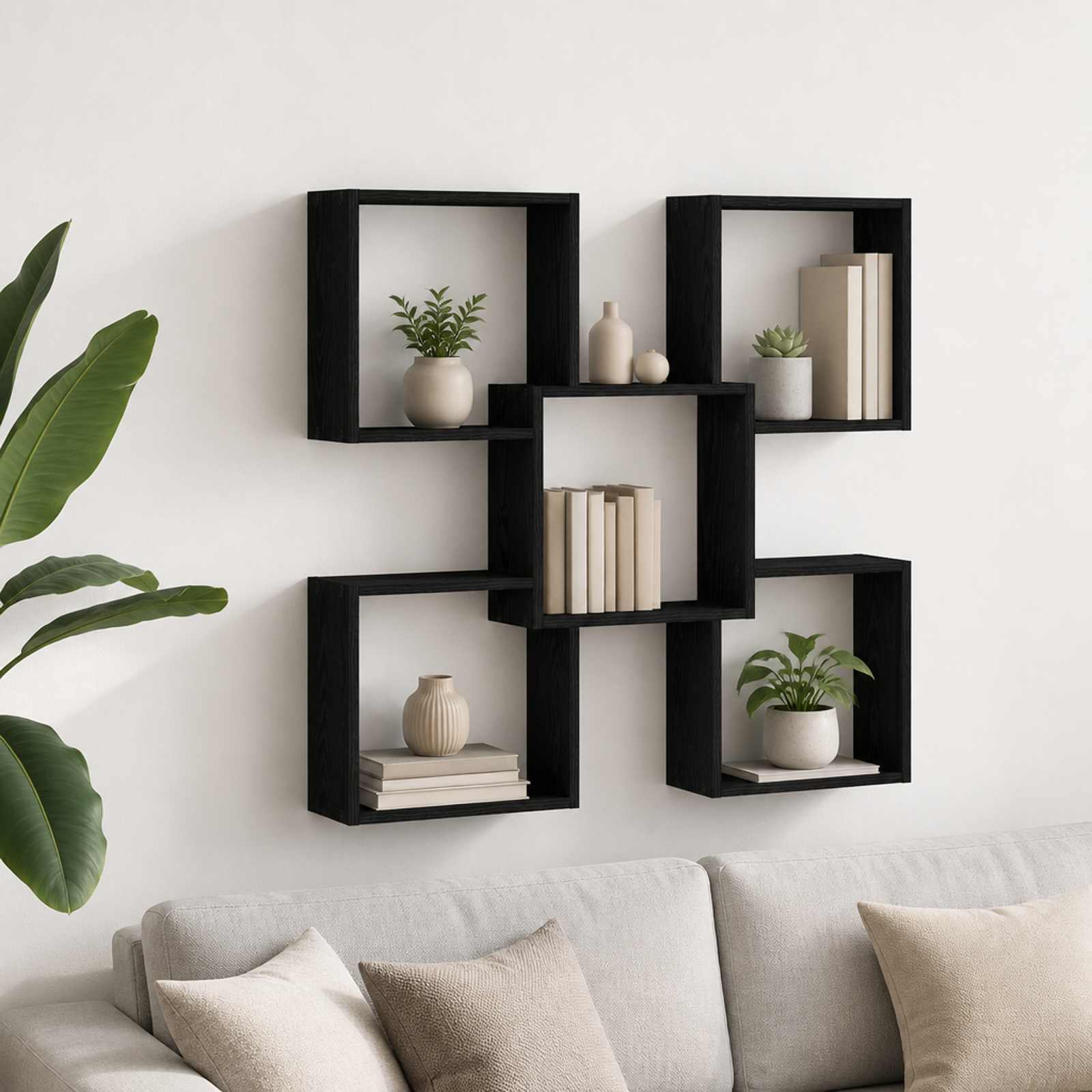 vidaXL Vegghylle Svart 99,5 x 17 x 91 cm Konstruert tre