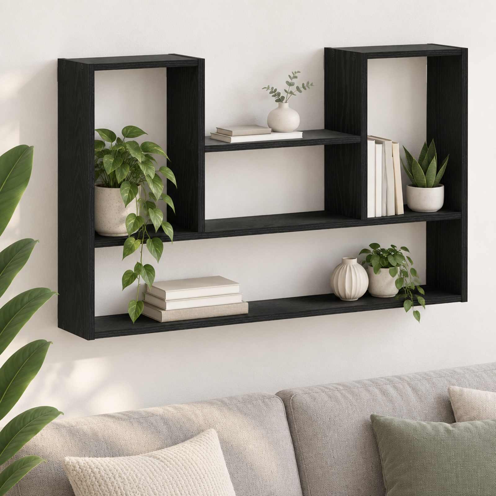 vidaXL Vegghylle Svart 100 x 17 x 60 cm Konstruert tre