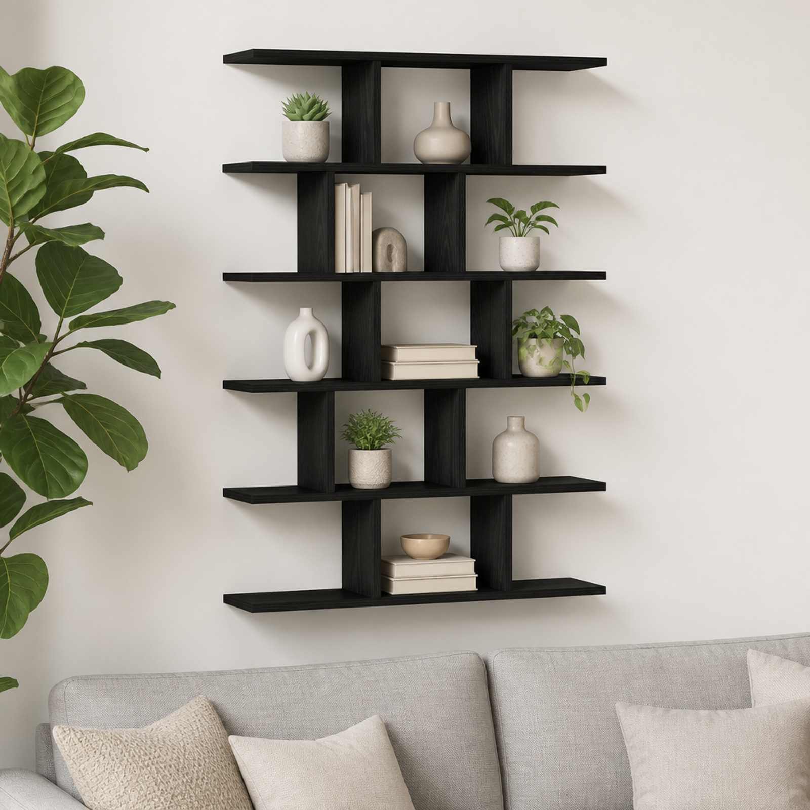 vidaXL Vegghylle Svart eik 70 x 17 x 101 cm Konstruert tre