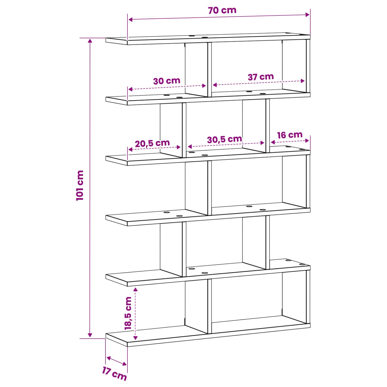 Stenska polica Betonsko siva 70 x 17 x 101 cm Inženirski les