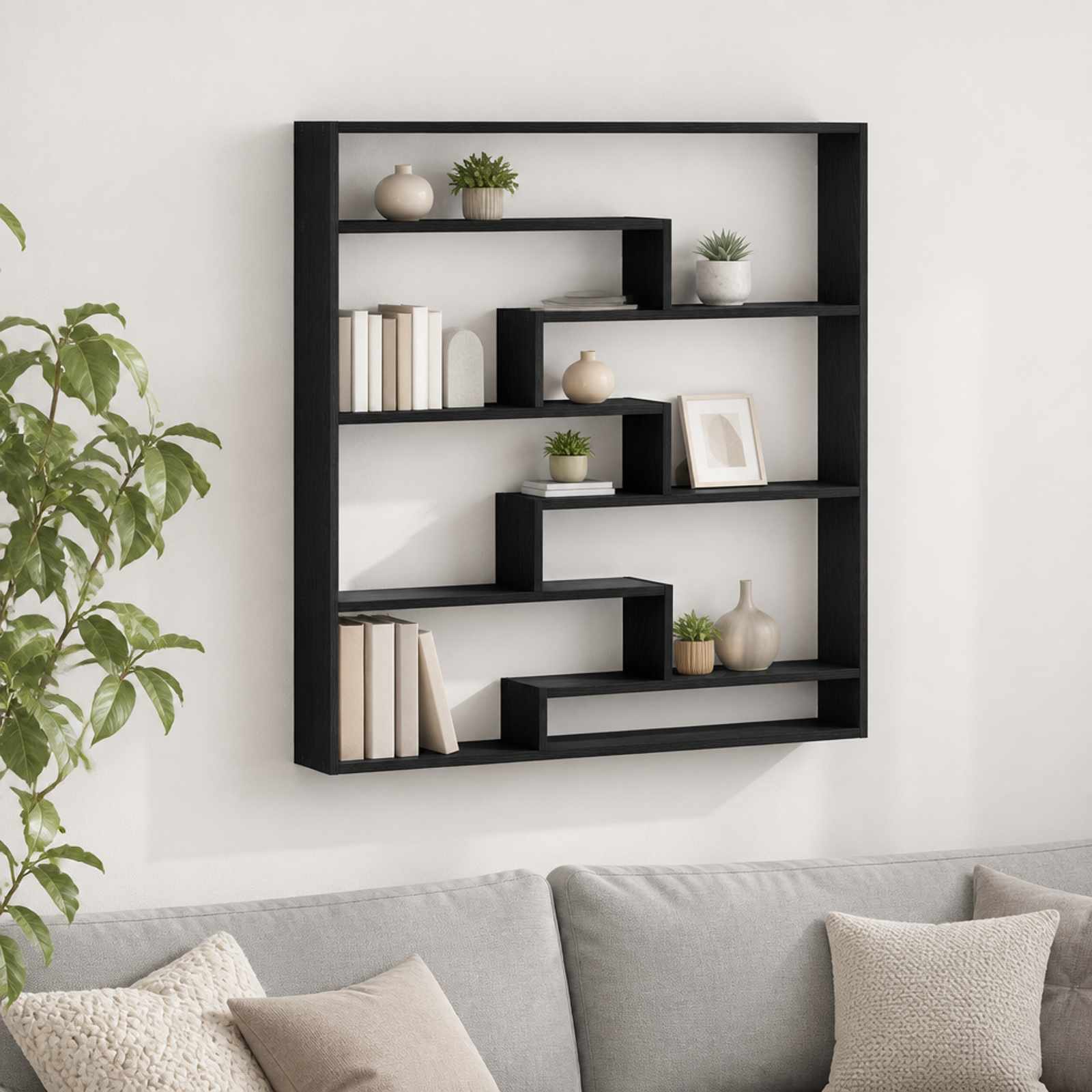 vidaXL Vegghylle Svart eik 103 x 17 x 102 cm Konstruert tre