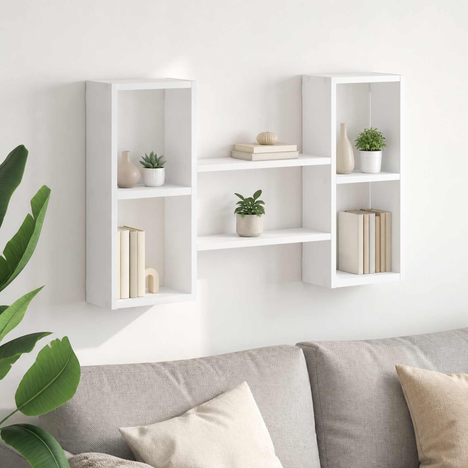 vidaXL Vegghylle Hvit 102 x 17 x 59 cm Konstruert tre
