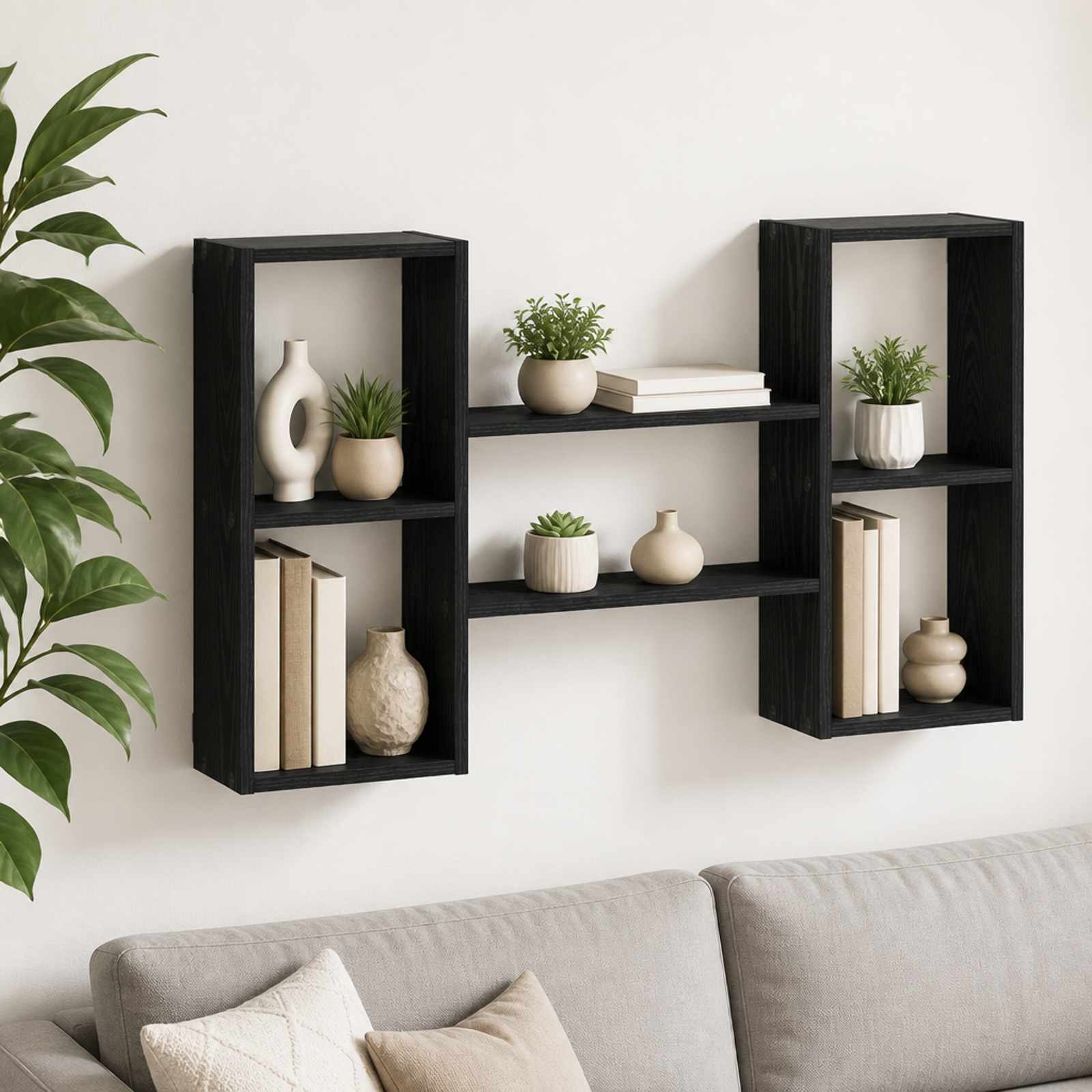 vidaXL Vegghylle Svart eik 102 x 17 x 59 cm Konstruert tre