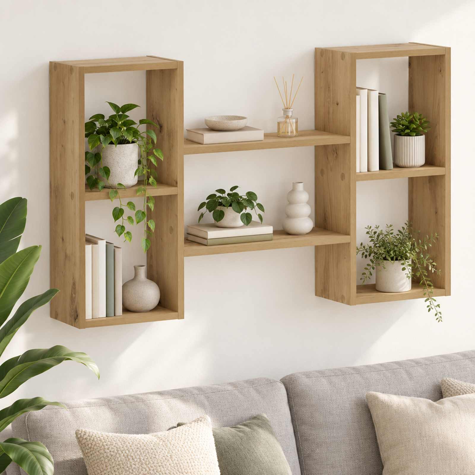 vidaXL Vegghylle Artisan eik 102 x 17 x 59 cm Konstruert tre