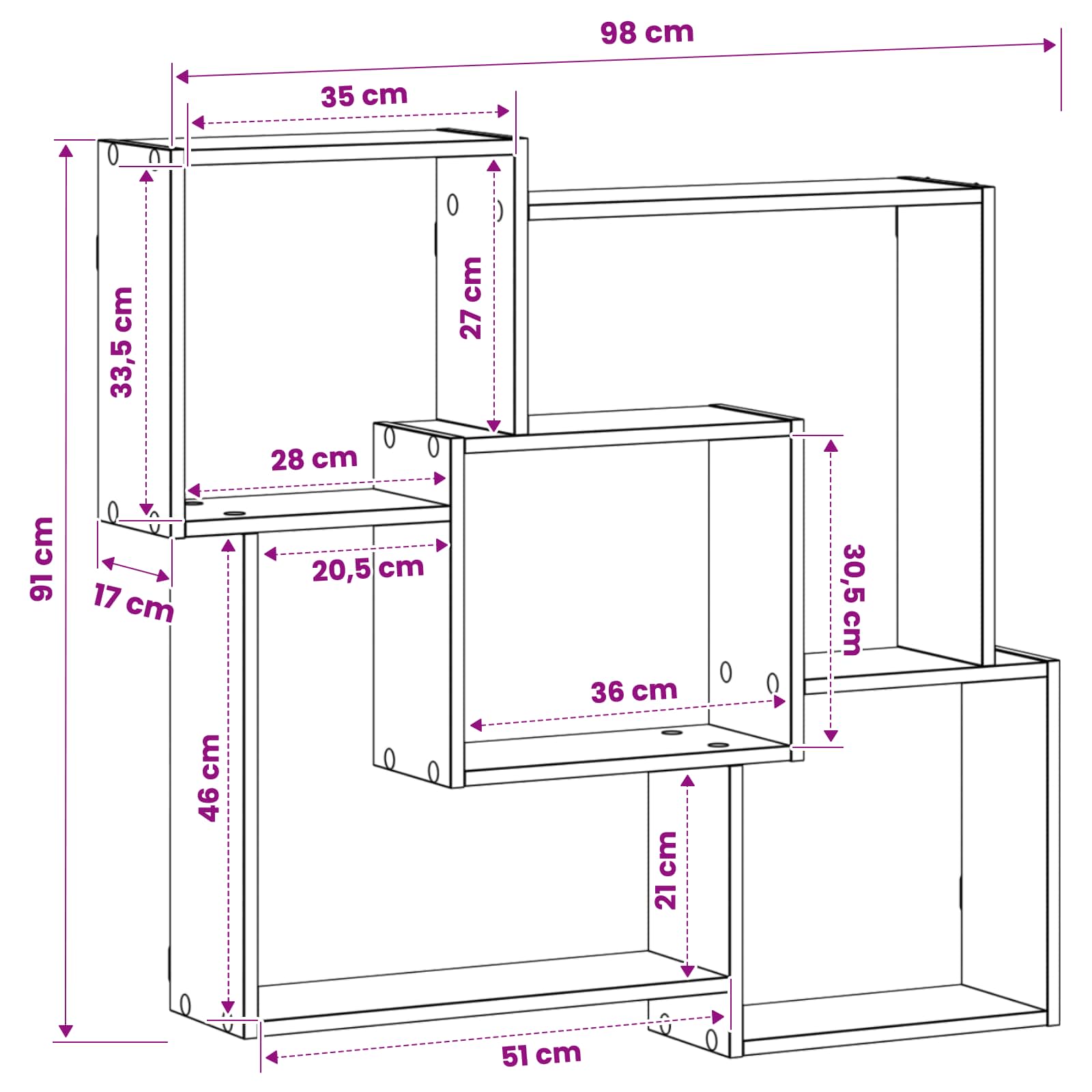 Stenska polica Artisan hrast 98 x 17 x 91 cm Obdelan les